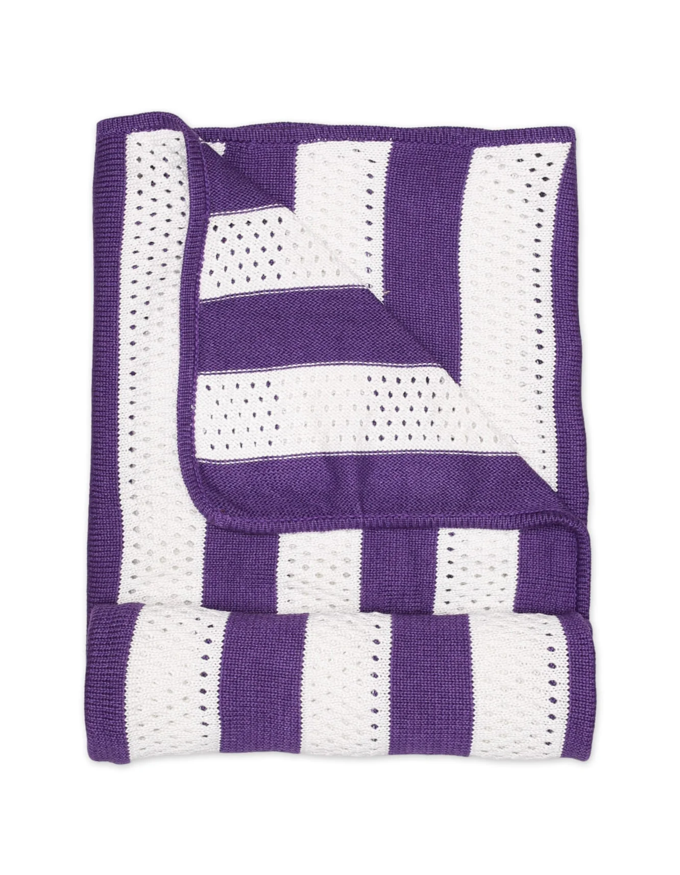 Zubaida's Woolen Purple White Stripes Blanket