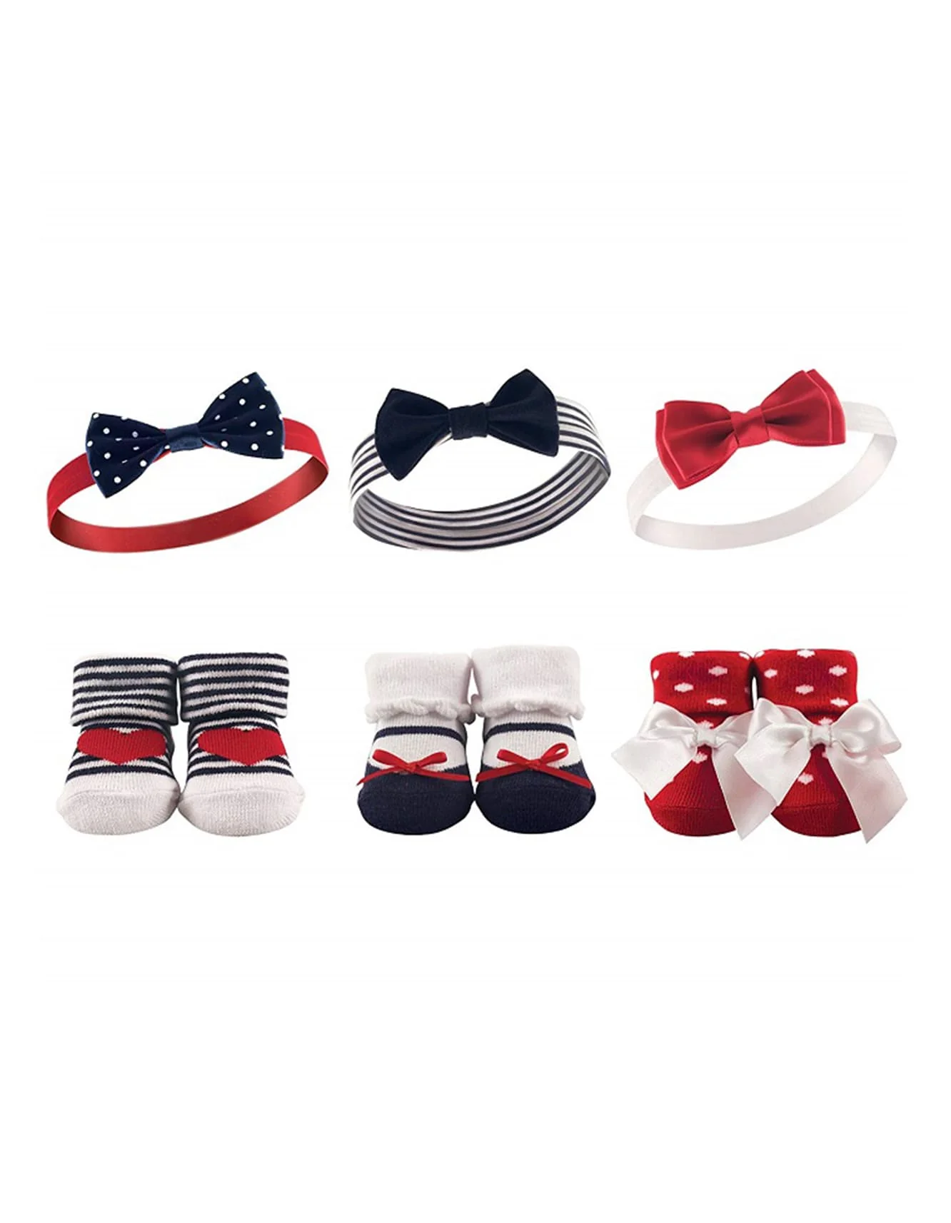 Zubaida's Adorable 6 Pcs Socks & Headbands Coordinated Set