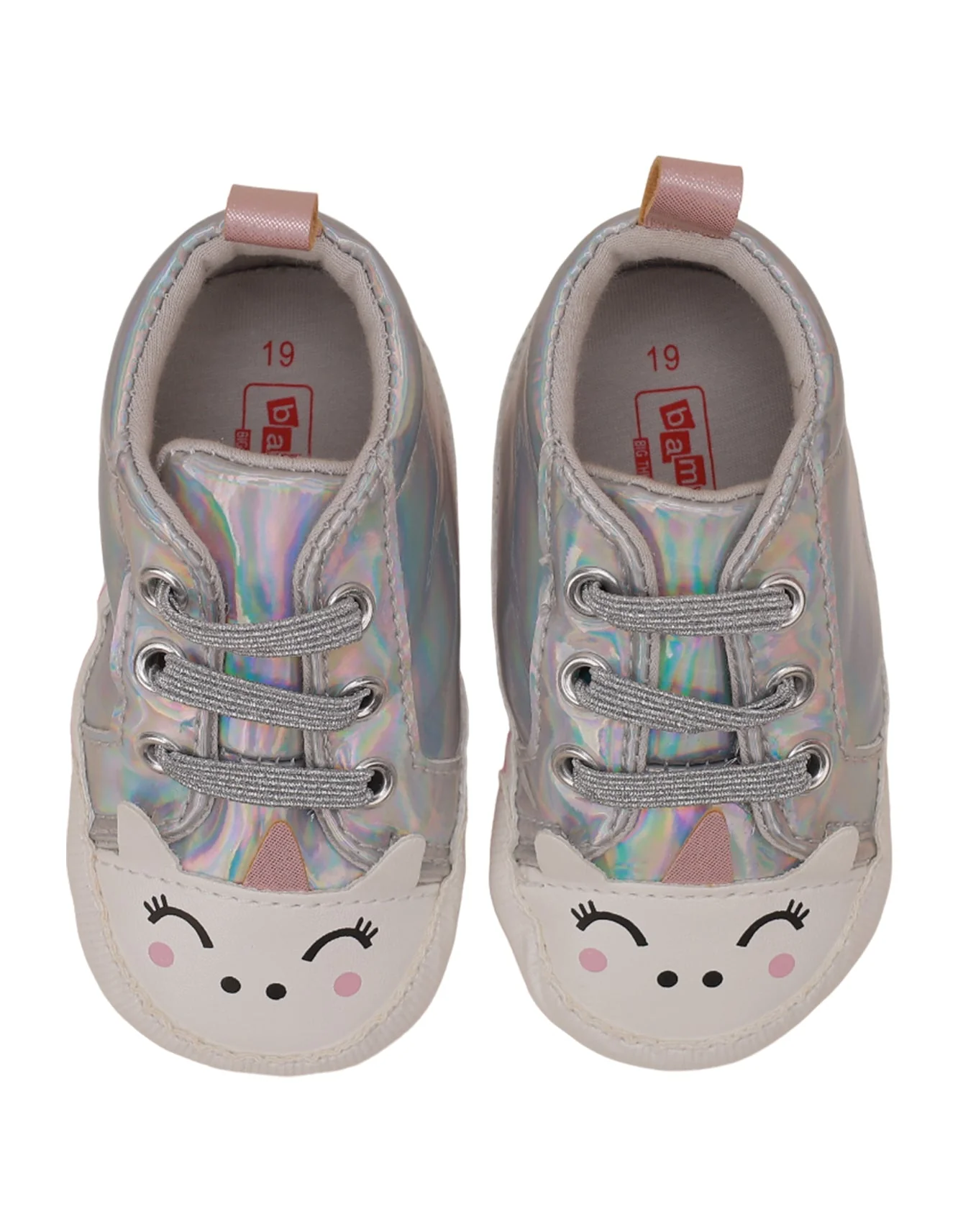 Booties Shiny Silver with Unicorn Theme for Girls - Image 2