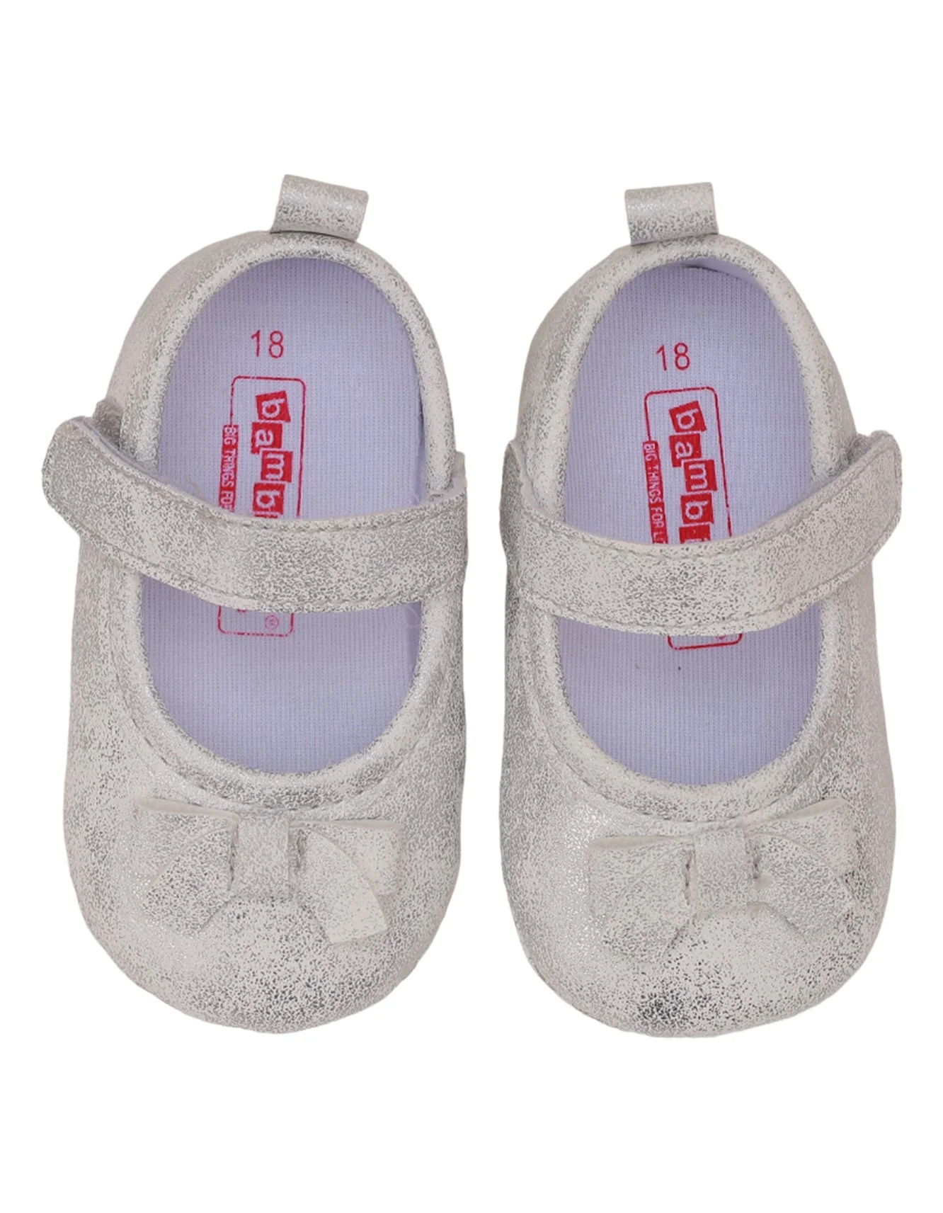 Booties Shiny Sliver with Bow for Girls - Image 2