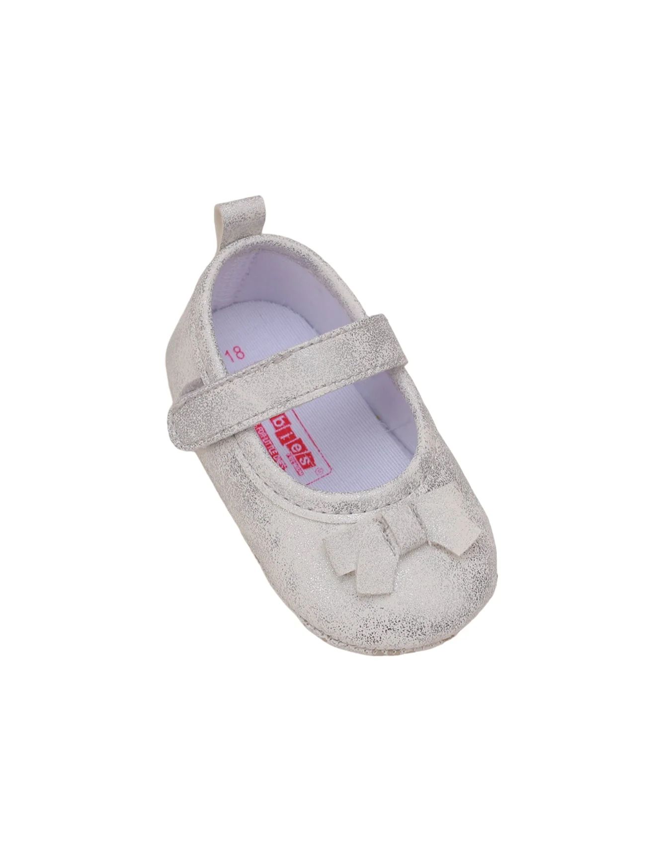 Booties Shiny Sliver with Bow for Girls - Image 3