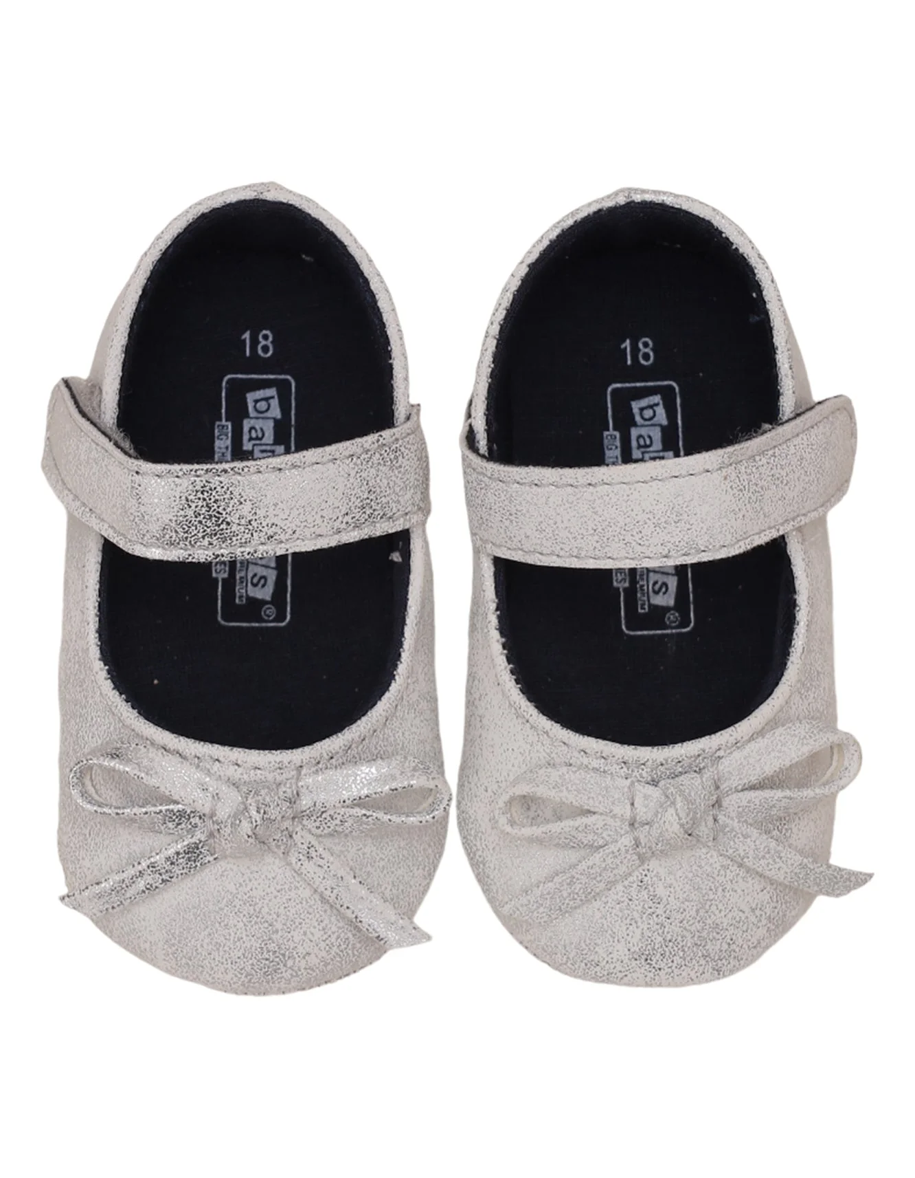 Booties Shiny Sliver with Bow for Girls - Image 2