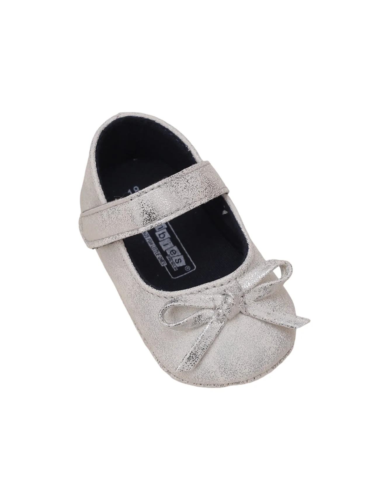 Booties Shiny Sliver with Bow for Girls - Image 3