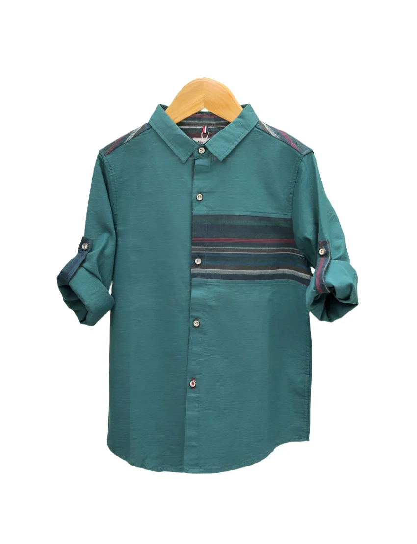 Boys Shirt Bambies® Dark Green Striped Accent at Zubaidas Official™ Pakistan - Image 3