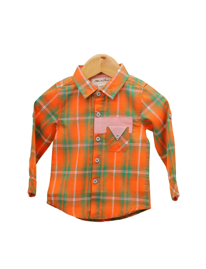 Boys Shirt Bambies® Orange Check at Zubaidas Official™ Pakistan
