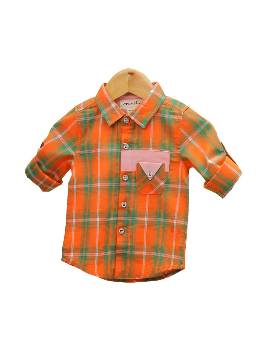 Boys Shirt Bambies® Orange Check at Zubaidas Official™ Pakistan - Image 3