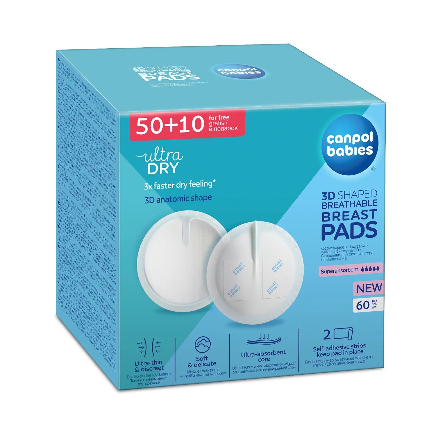 Canpol babies 3D Shaped Breathable Disposable Breast Pads 60 pieces 1/652 at Zubaidas Official™ - Image 3