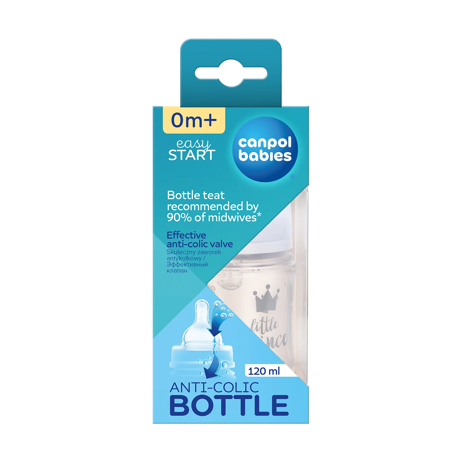 Canpol babies Anti colic Wide Neck Bottle 120 ML PP Easy Start ROYAL BABY Blue 35/233 at Zubaidas Official™ - Image 3