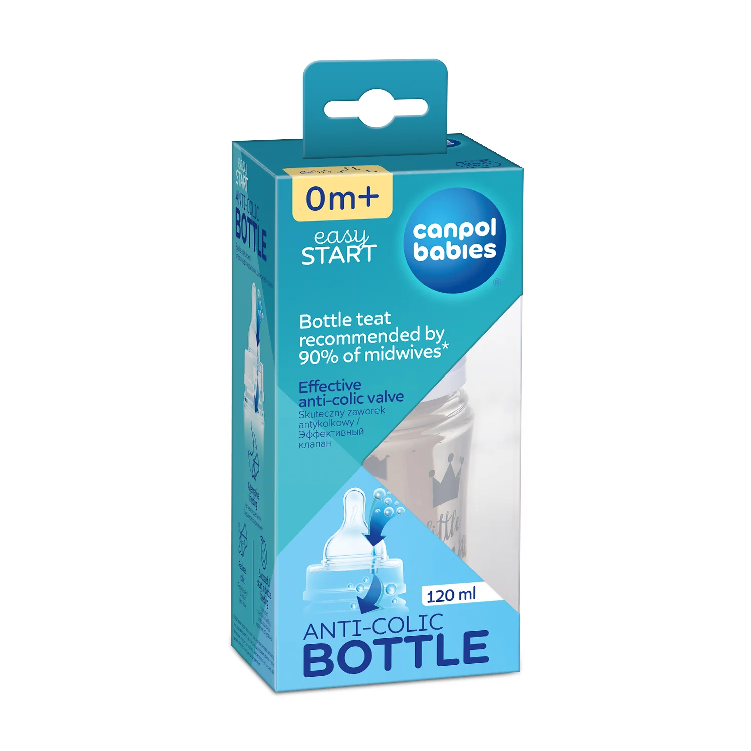 Canpol babies Anti colic Wide Neck Bottle 120 ML PP Easy Start ROYAL BABY Blue 35/233 at Zubaidas Official™ - Image 4
