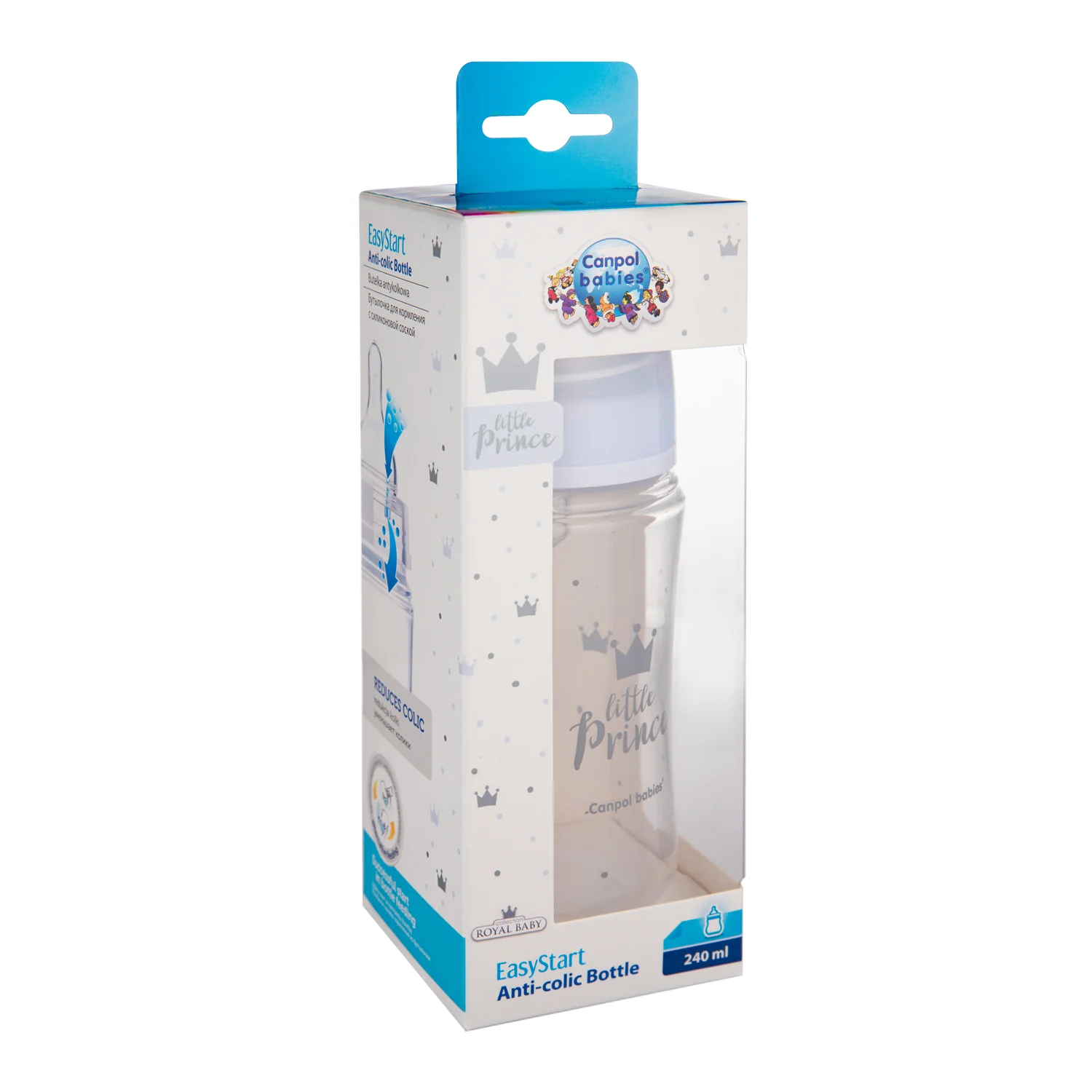 Canpol babies Anti colic Wide Neck Bottle 240 ML PP Easy Start ROYAL BABY blue 35/234 at Zubaidas Official™ - Image 3