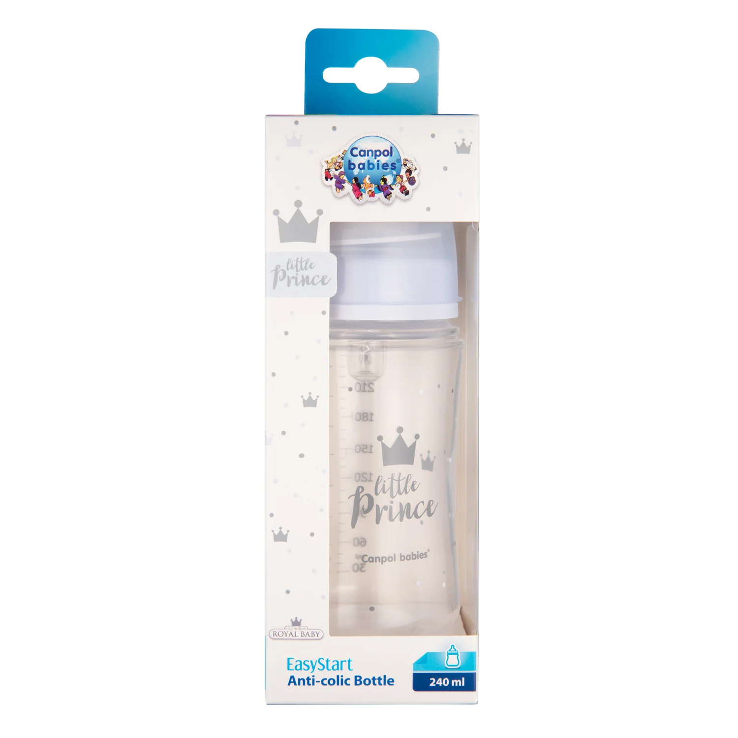 Canpol babies Anti colic Wide Neck Bottle 240 ML PP Easy Start ROYAL BABY blue 35/234 at Zubaidas Official™ - Image 4