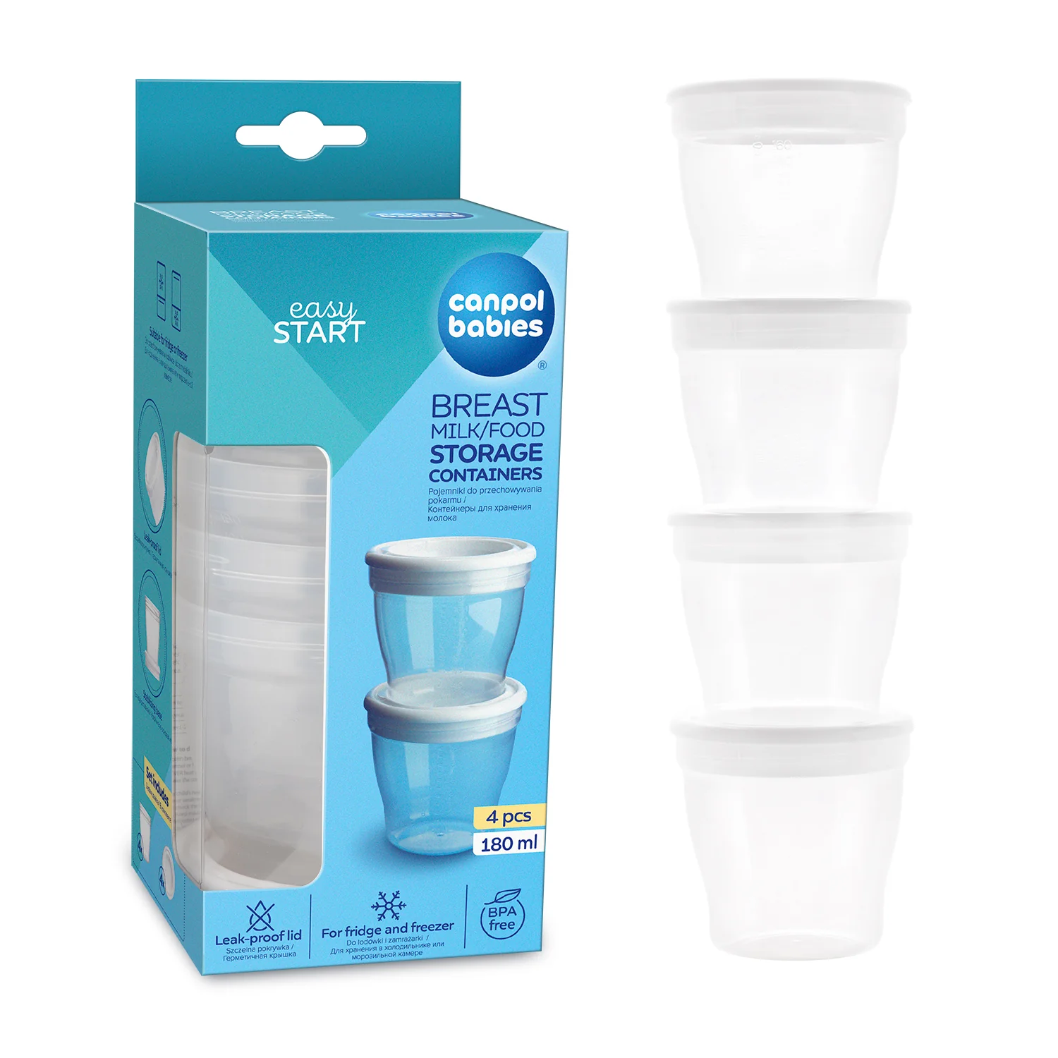Canpol babies Breast Milk/Food Starage Containers 4 pieces 180 ML 12/204 at Zubaidas Official™