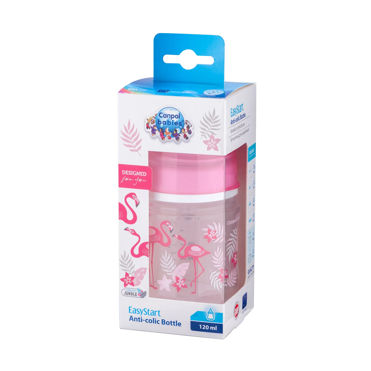Canpol babies Easy Start Anti colic Wide Neck Bottle 120 ML PP JUNGLE coral 35/226 at Zubaidas Official™ - Image 3