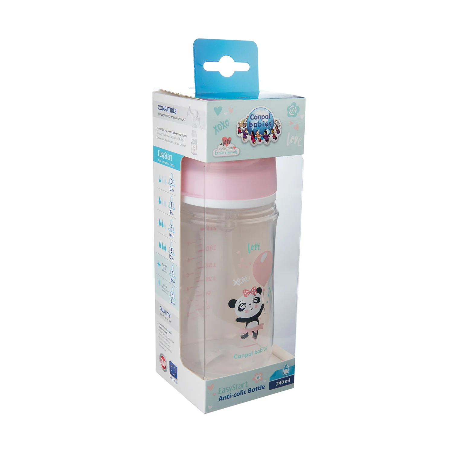 Canpol babies Easy start Anti colic Wide Neck Bottle 240 ML PP EXOTIC ANIMALS pink 35/221 at Zubaidas Official™ - Image 2