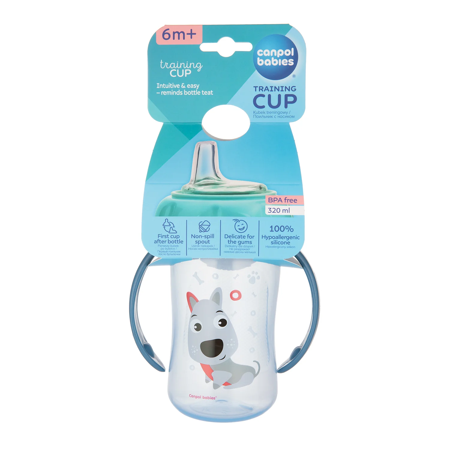 Canpol Babies Training Cup Silicon Spout 320 ML CUTE ANIMALS Blue 56/512 at Zubaidas Official™ - Image 4