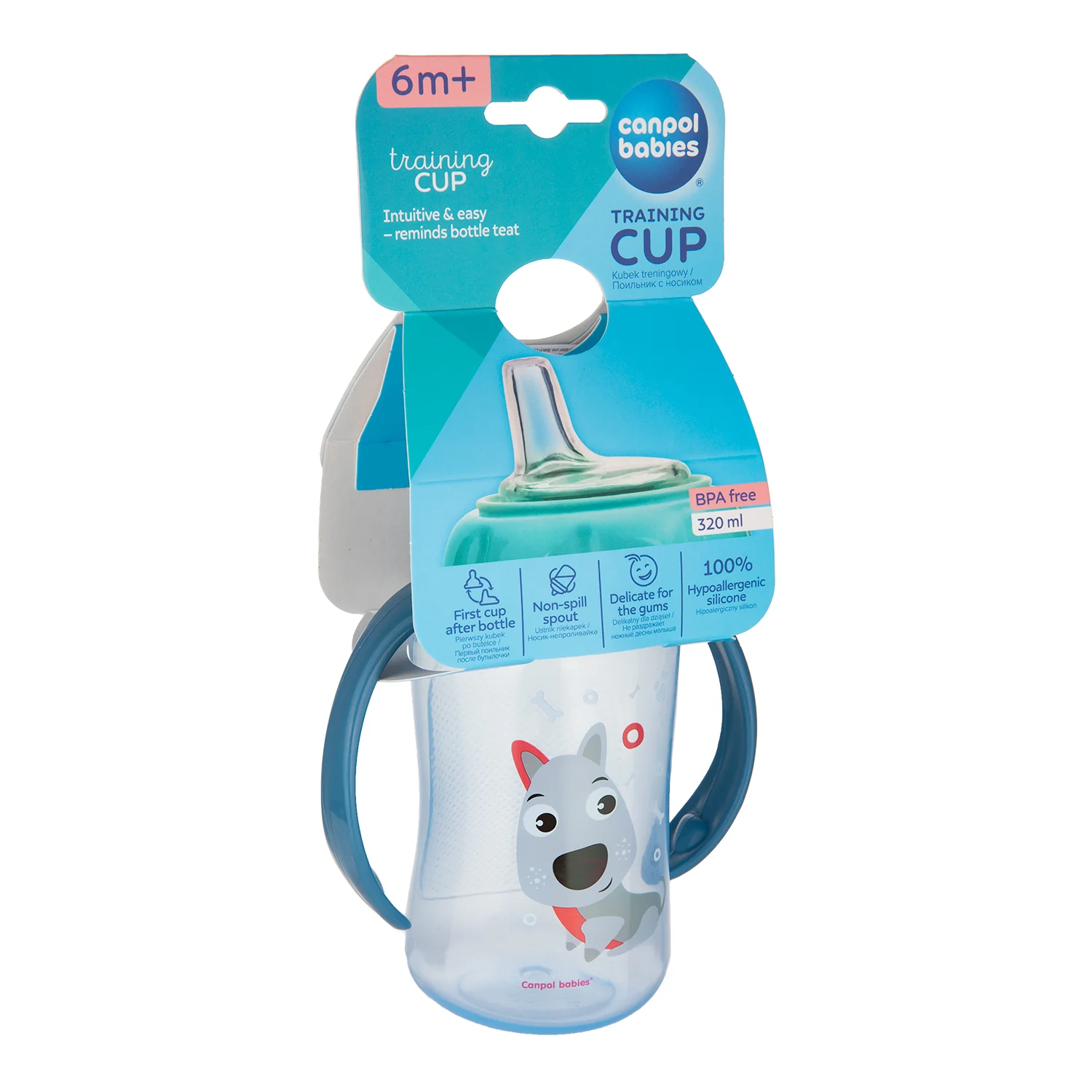 Canpol Babies Training Cup Silicon Spout 320 ML CUTE ANIMALS Blue 56/512 at Zubaidas Official™ - Image 5