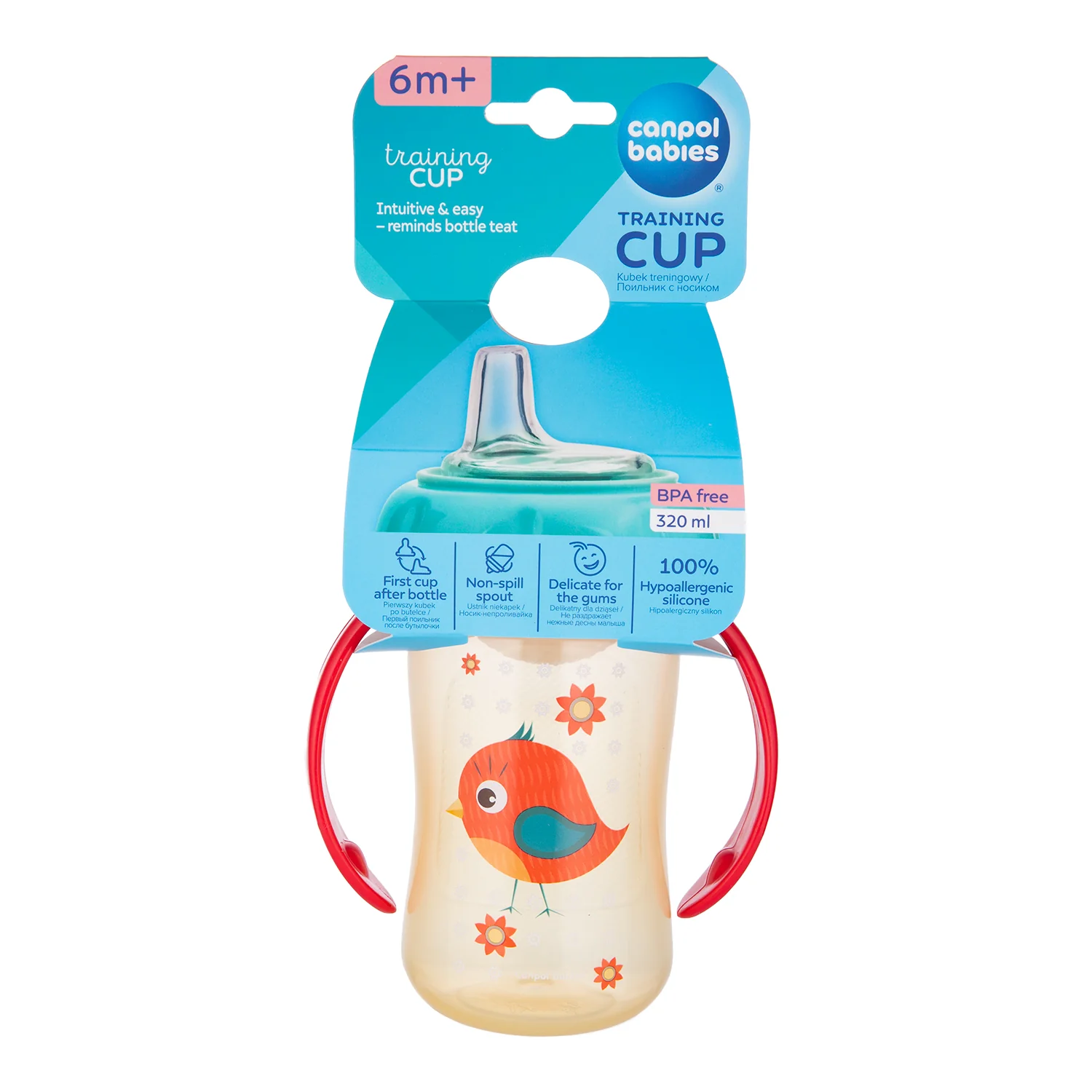 Canpol Babies Training Cup Silicon Spout 320 ML CUTE ANIMALS Red 56/512 at Zubaidas Official™ - Image 4