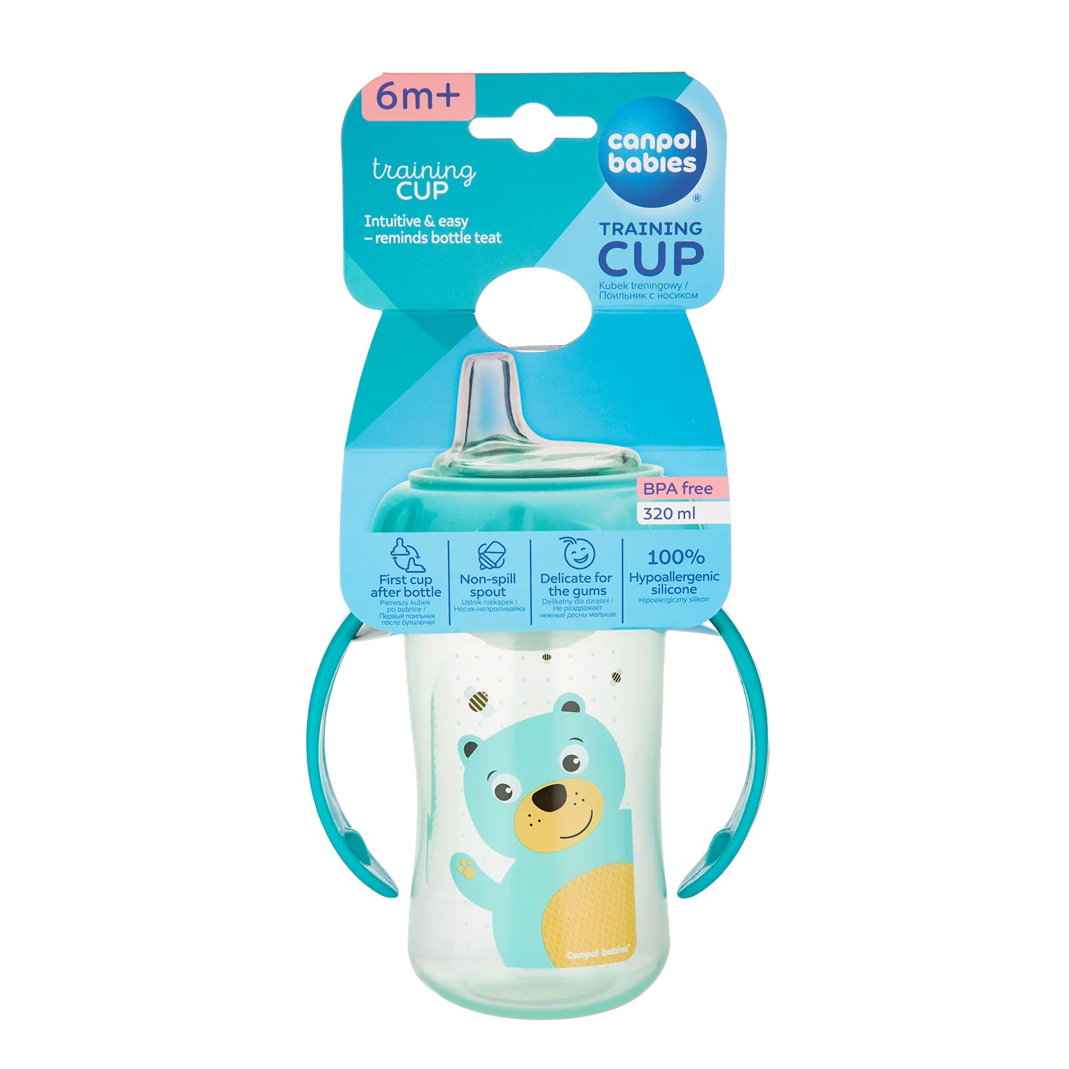 Canpol Babies Training Cup Silicon Spout 320 ML CUTE ANIMALS Turquoise 56/512 at Zubaidas Official™ - Image 4