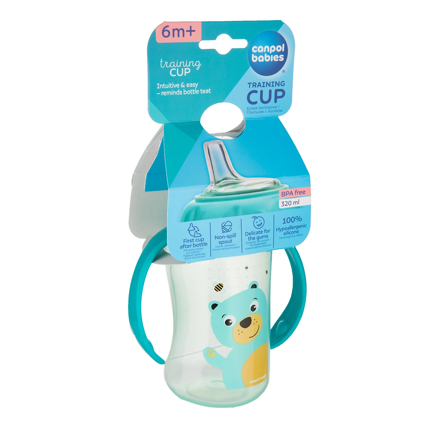 Canpol Babies Training Cup Silicon Spout 320 ML CUTE ANIMALS Turquoise 56/512 at Zubaidas Official™ - Image 5