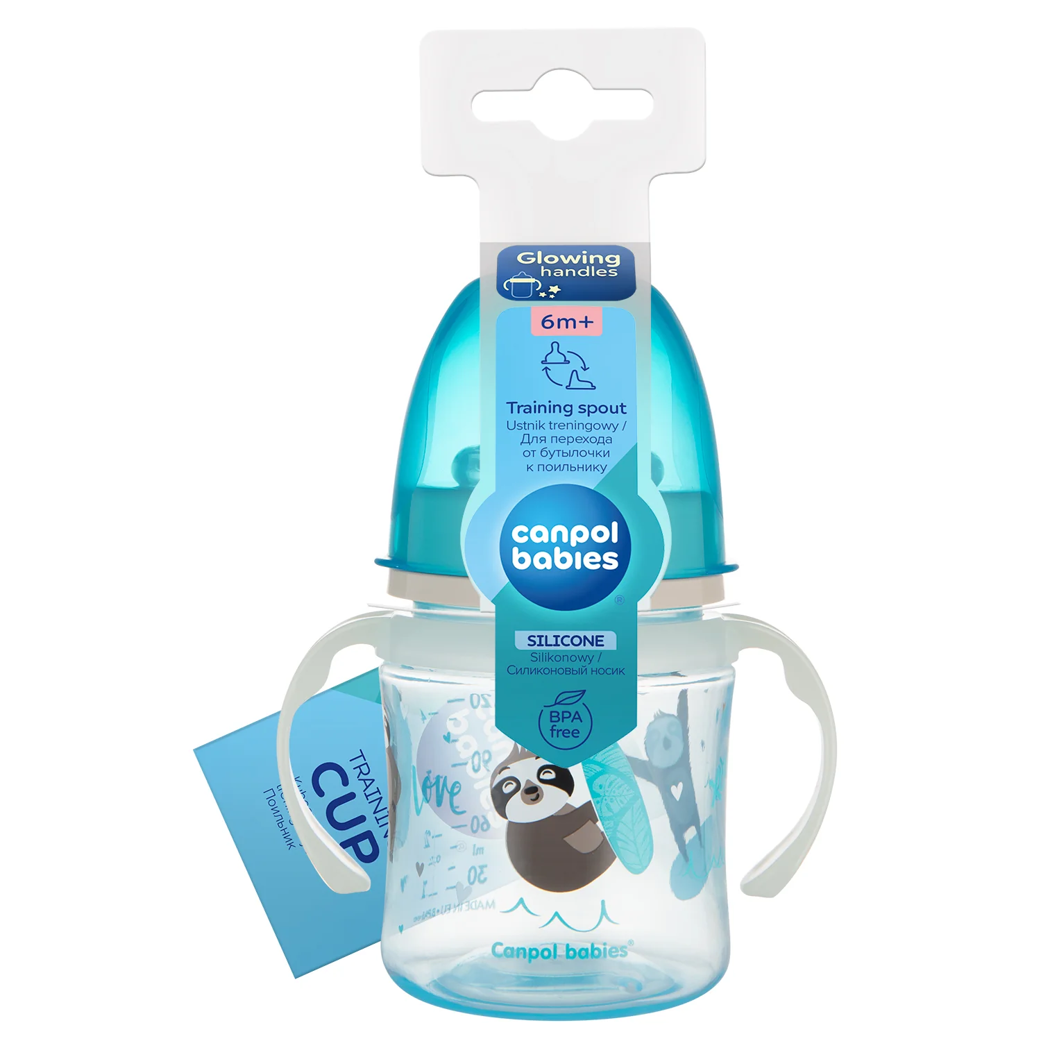 Canpol babies Training Cup with Glowing Handles PP Easy Start 120 ML Exotic Animals Blue 35/207 at Zubaidas Official™ - Image 2