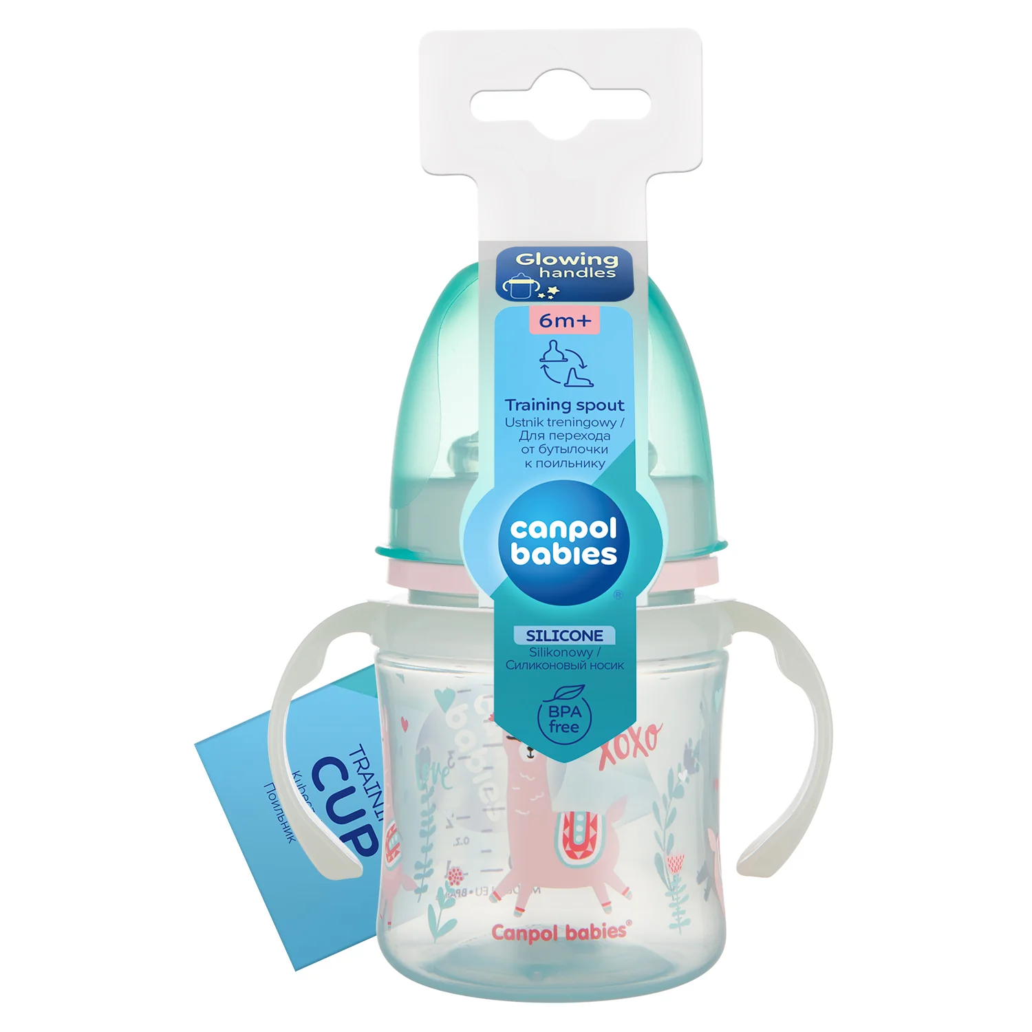 Canpol babies Training Cup with Glowing Handles PP Easy Start 120 ML Exotic Animals Green 35/207 at Zubaidas Official™ - Image 2