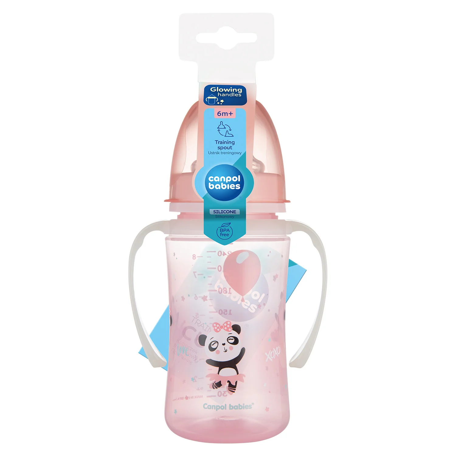 Canpol babies Training Cup with Glowing Handles PP Easy Start 240 ML Exotic Animals Pink 35/208 at Zubaidas Official™ - Image 2