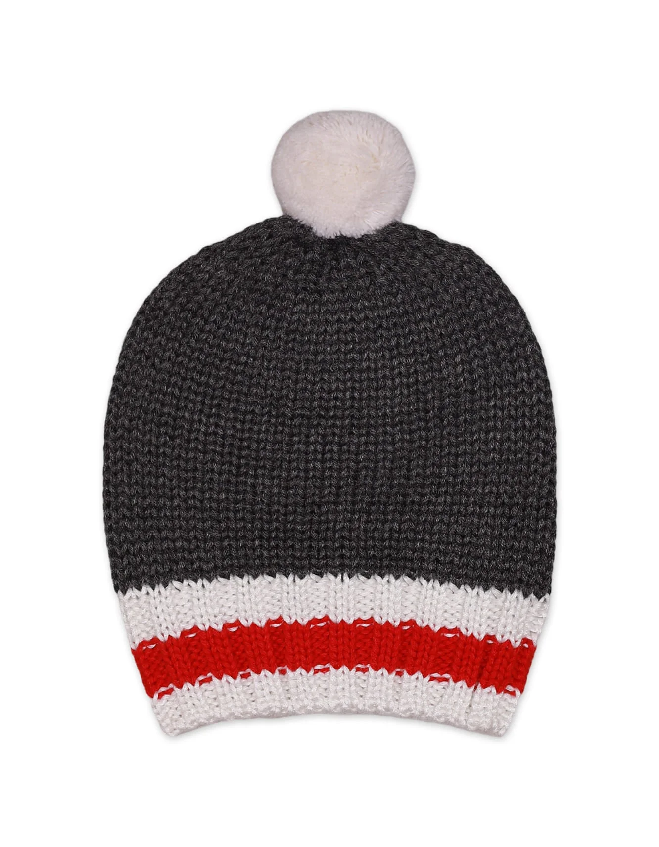 Zubaida's Caps Woolen D.Grey With Stripes