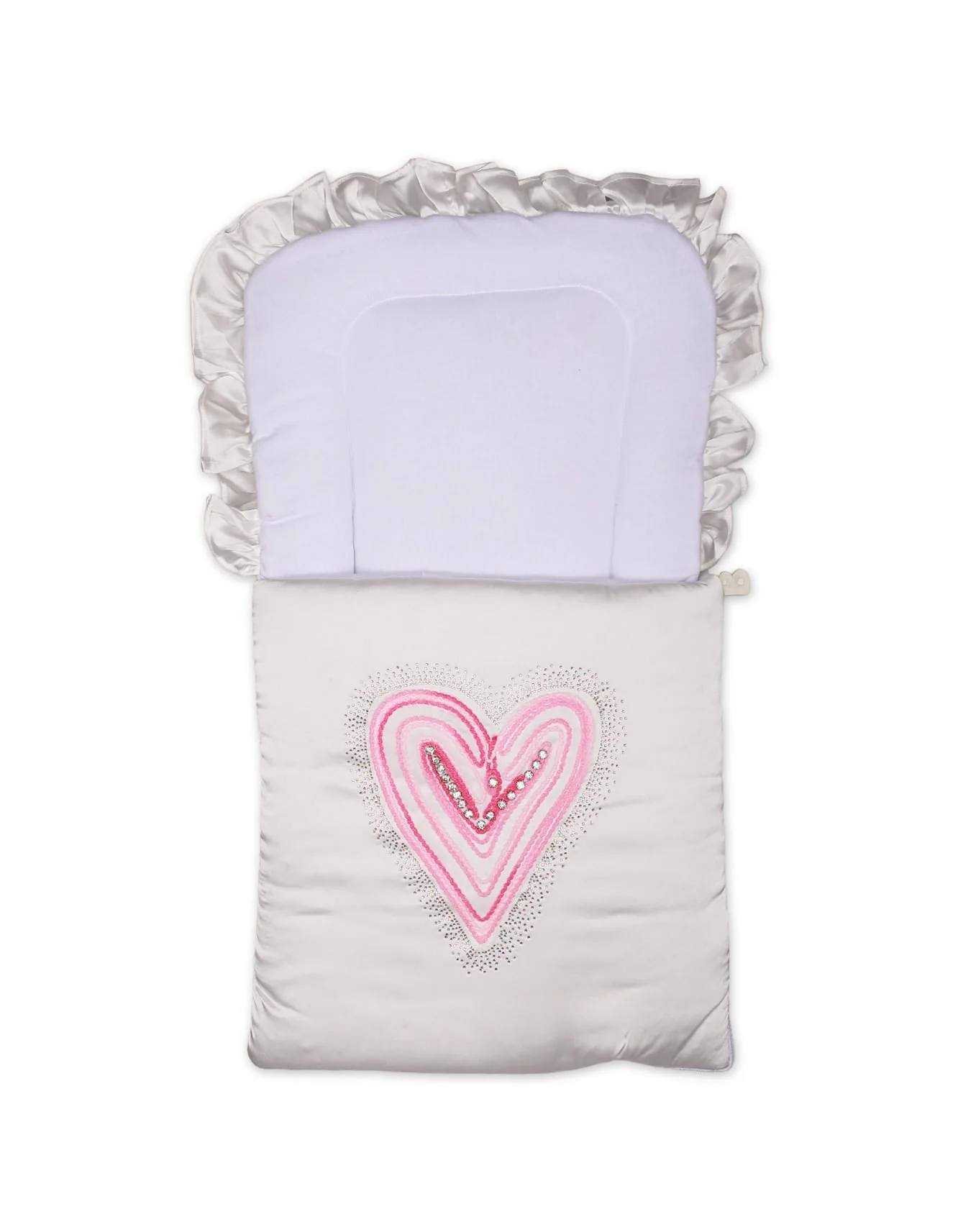 Zubaida's Carry Nest Frill White Pink Heart