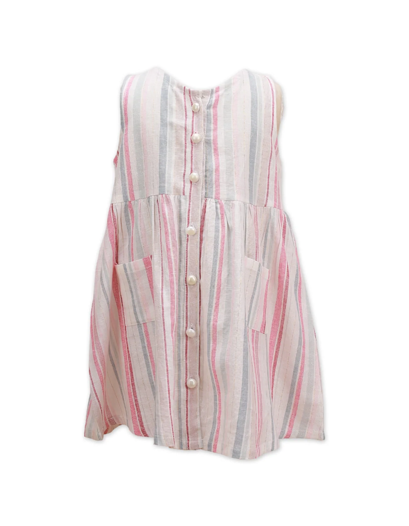 Zubaida's Casual Dress Light Pink Multicolor Stripes
