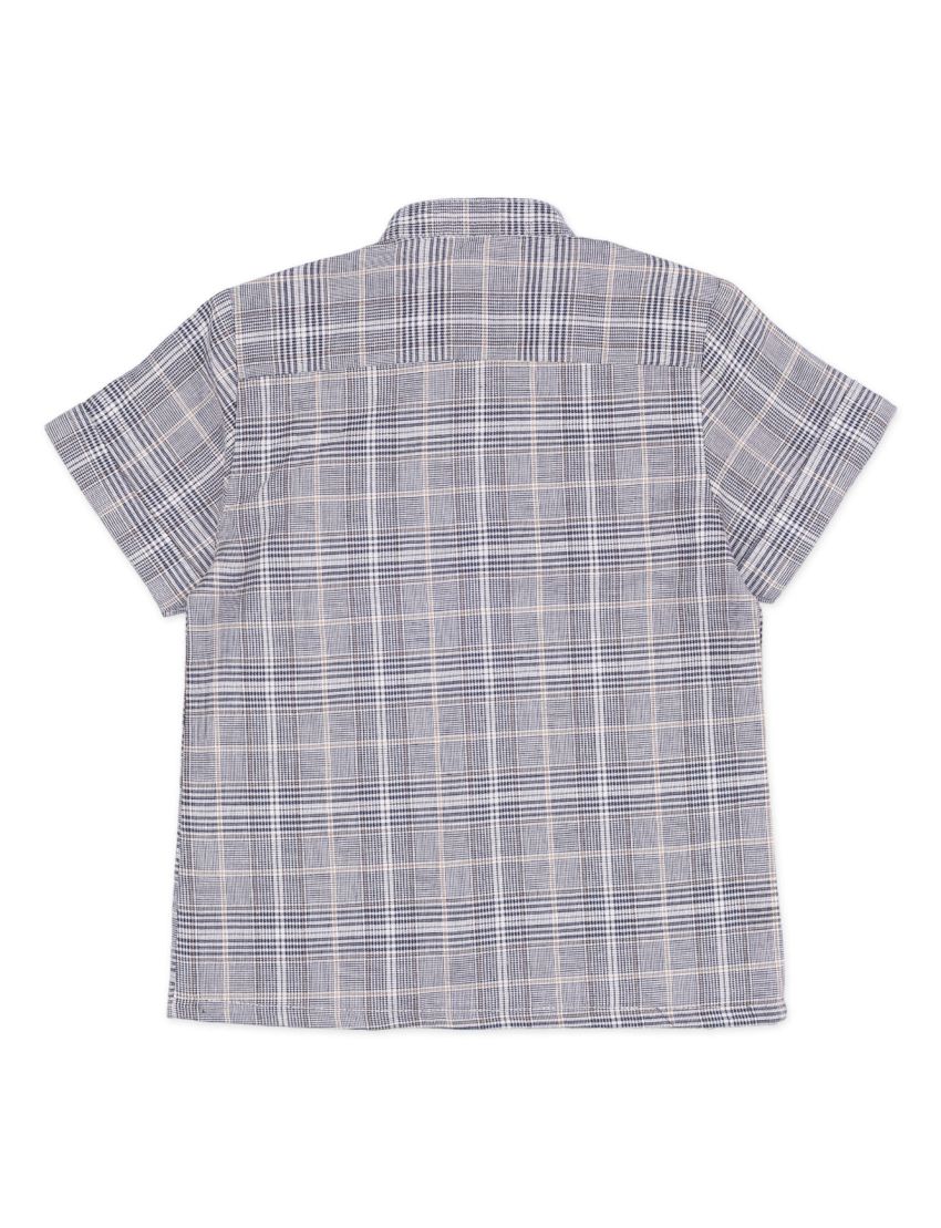 Zubaida's Checkered Double Pocket Shirt For Boys- Toddler - Black & Grey - Image 2