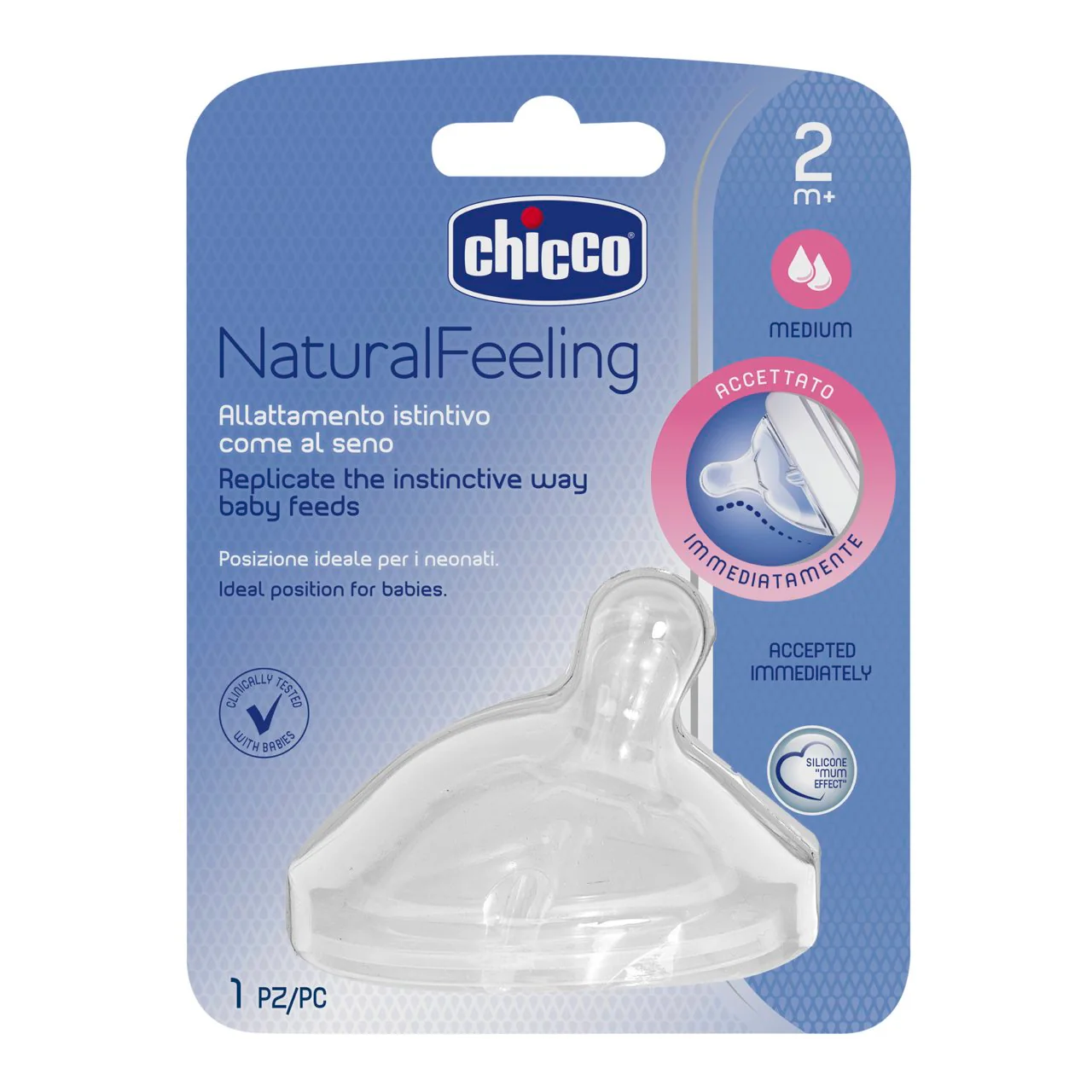 Chicco Teat Natural Feeling 2 M+ Medium 00081023100000 at Zubaidas Official™