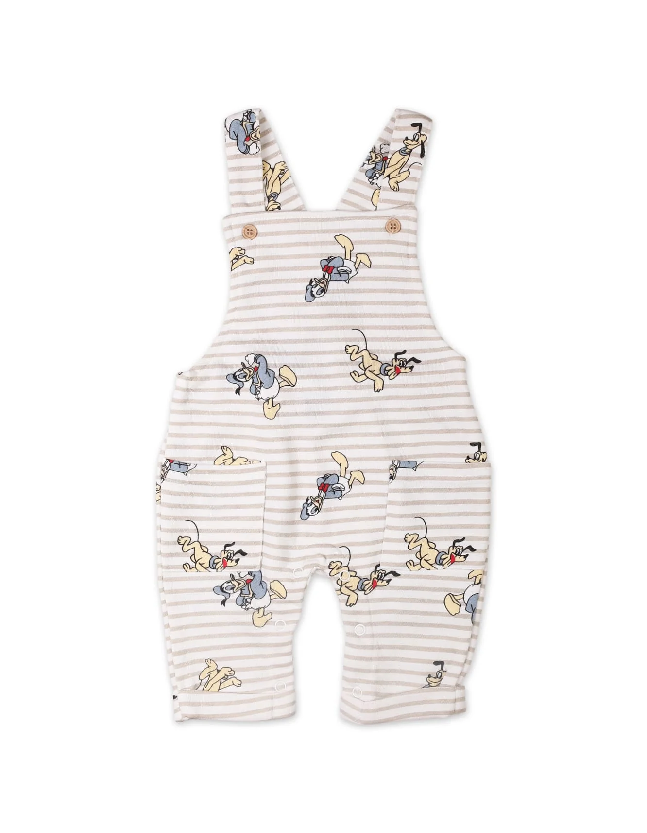 Children 2 Pieces Dungaree Winter Clothing Bambies Striped Cream and Beige at Zubaidas - Image 2