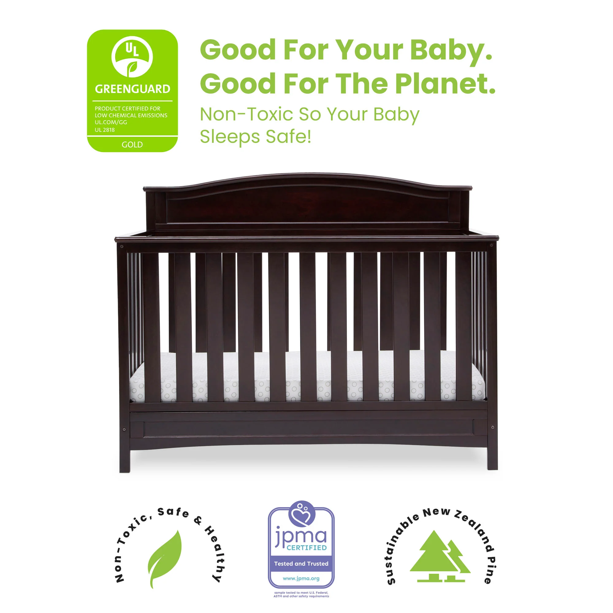 Delta Children Emery Convertible Crib 7380-207 Dark Chocolate at Zubaidas - Image 4