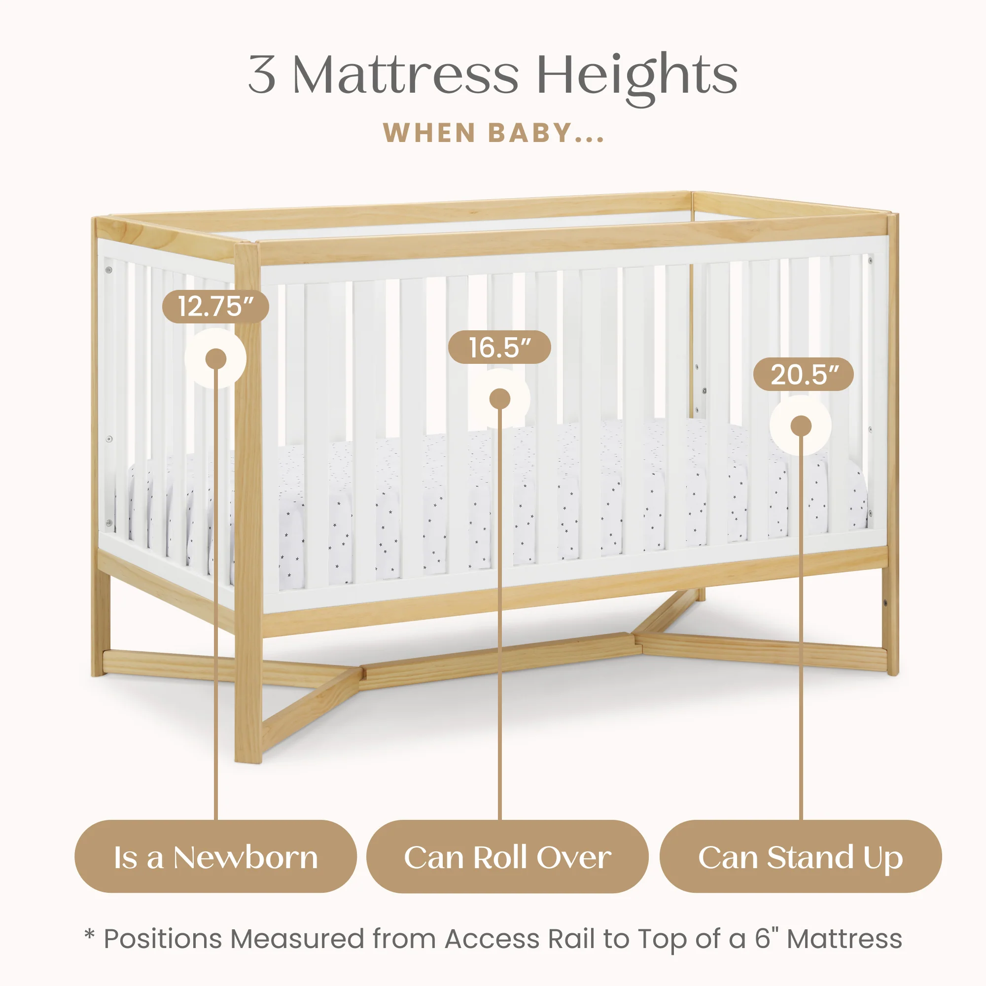 Delta Children Tribeca Convertible Crib 6792-123 Bianca White with Natural at Zubaidas - Image 4