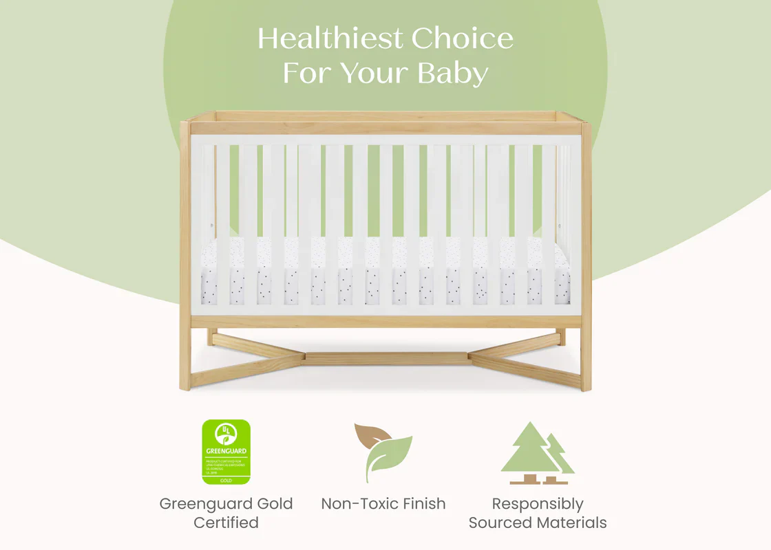 Delta Children Tribeca Convertible Crib 6792-123 Bianca White with Natural at Zubaidas - Image 6
