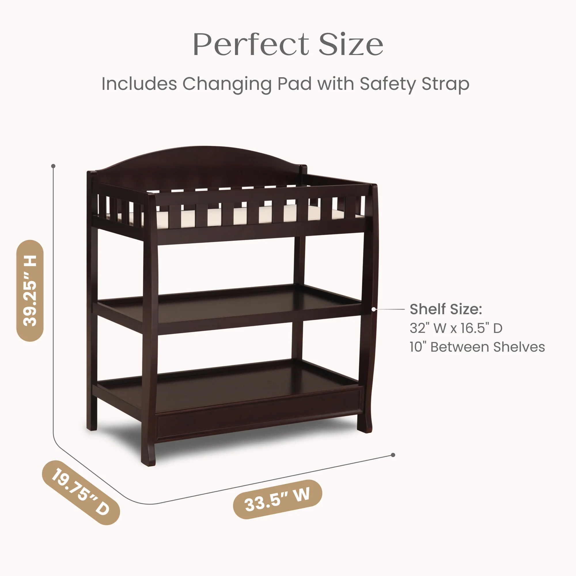 Delta Children Wilmington Changing Table 7530-207 Dark Chocolate at Zubaidas - Image 6