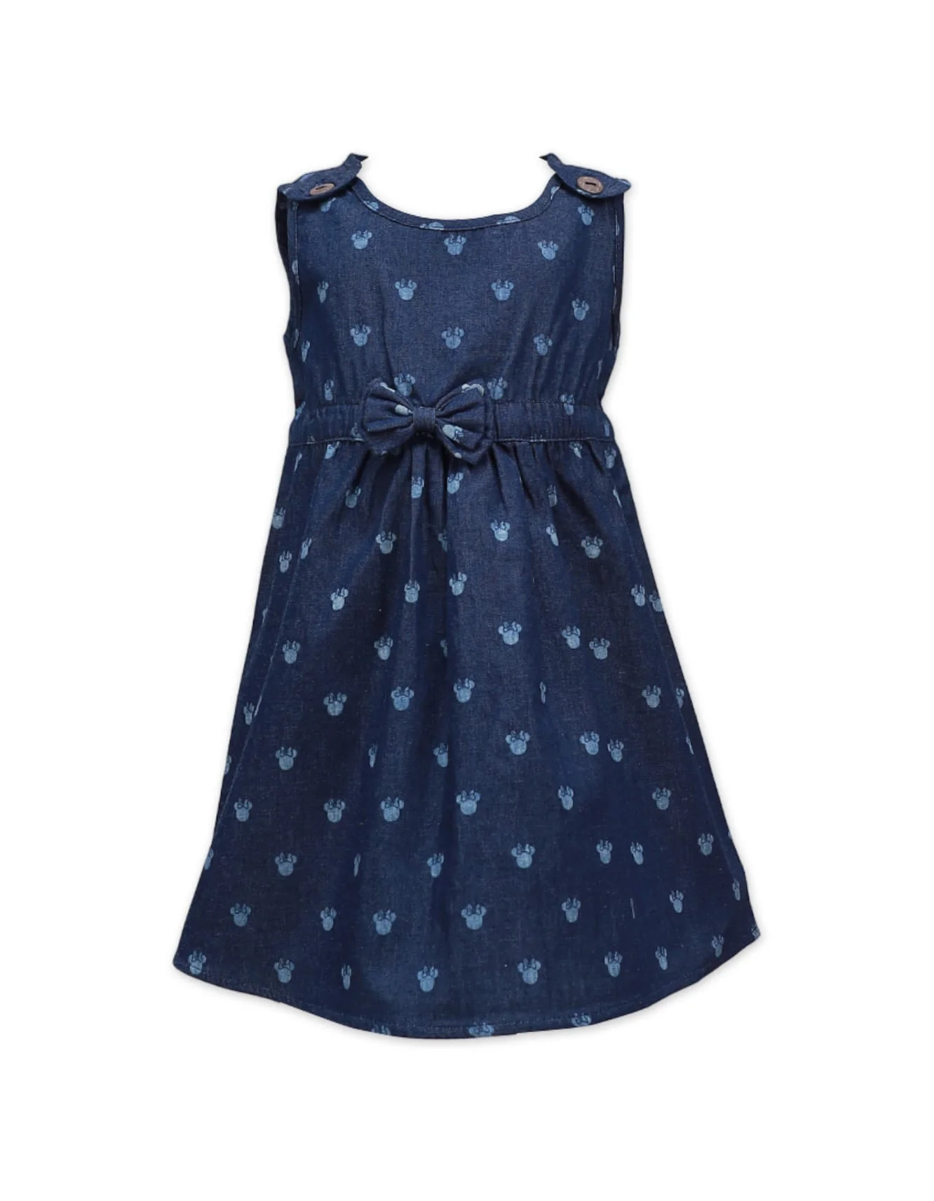 Zubaida's Denim Frock With Minnie Print