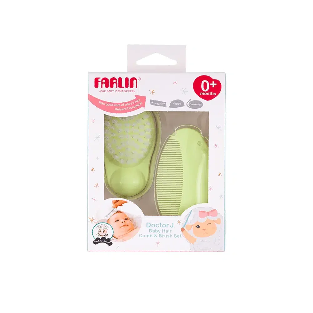 Zubaida's Farlin Baby Comb And Brush Set Green - BF-150A - Image 2