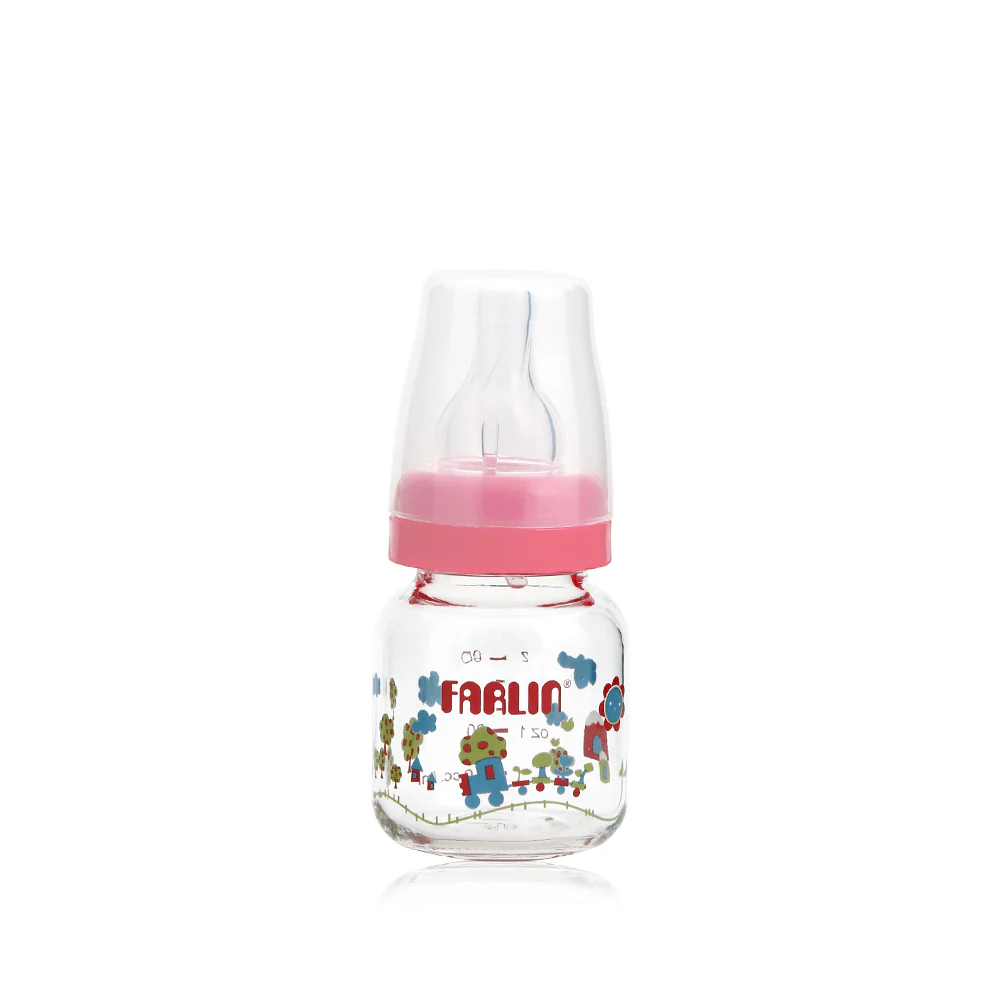 Zubaida's Farlin Glass Feeding Bottle 20Z Pink - NB-205