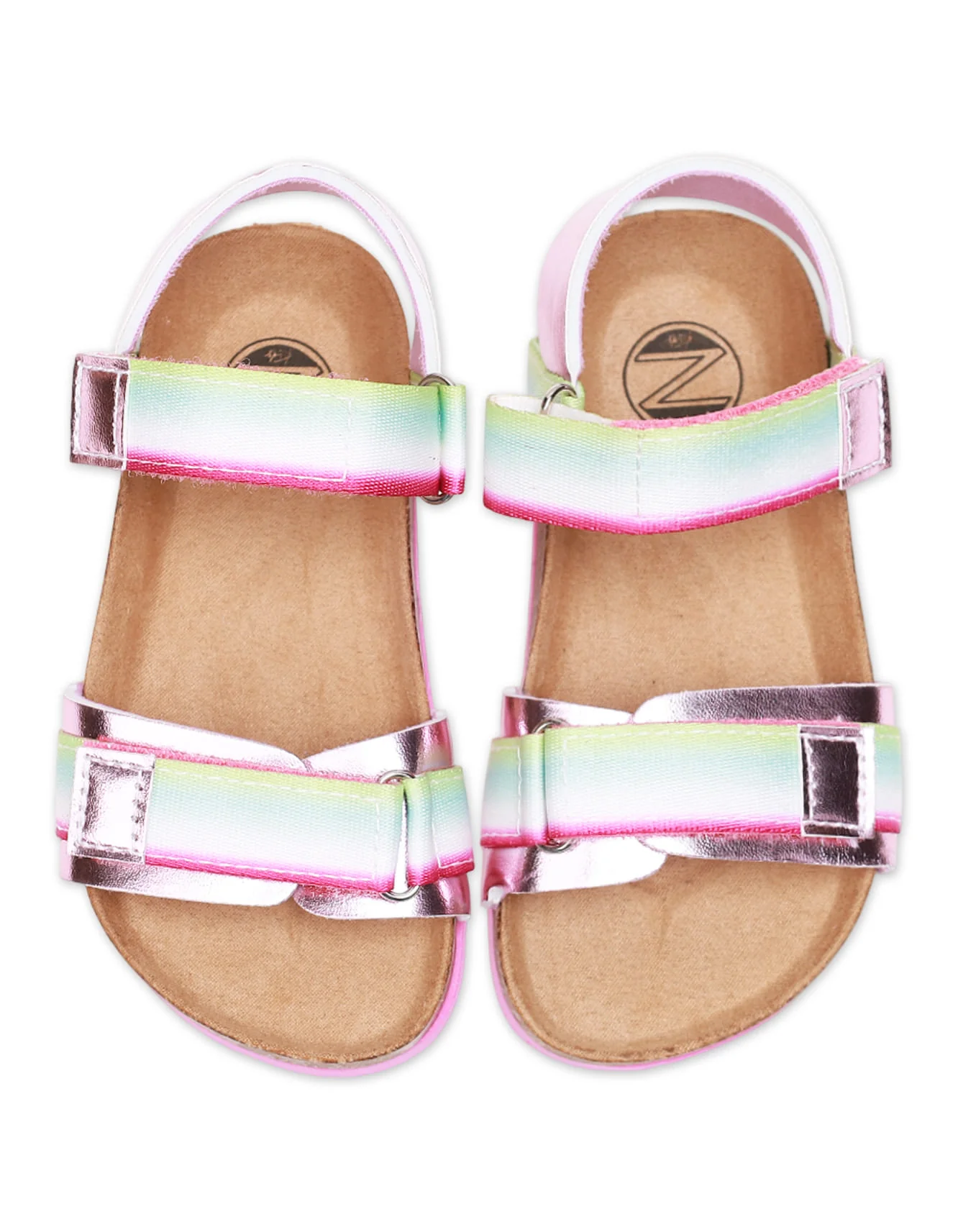 Girls' Iridescent Stripe Adjustable Strap Sandals - Image 2