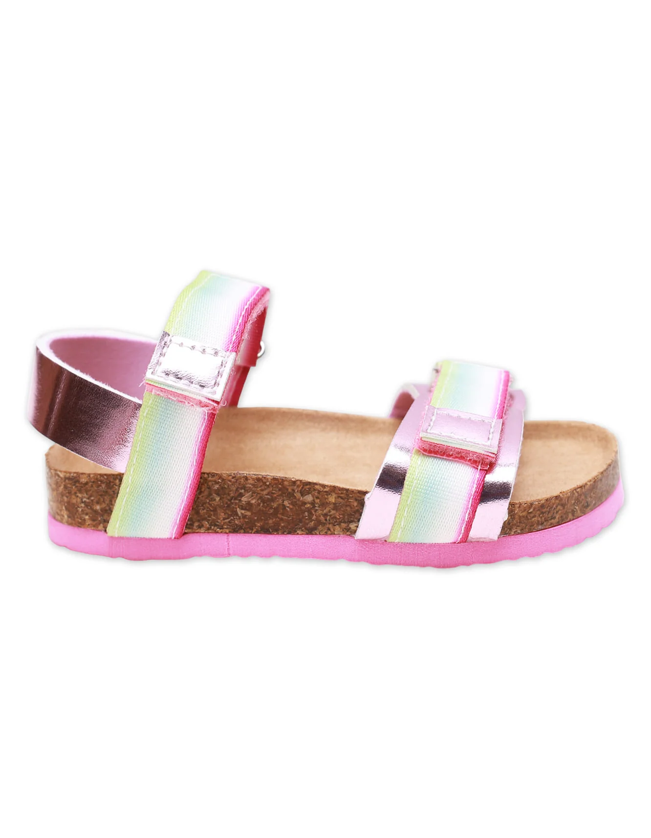 Girls' Iridescent Stripe Adjustable Strap Sandals - Image 3