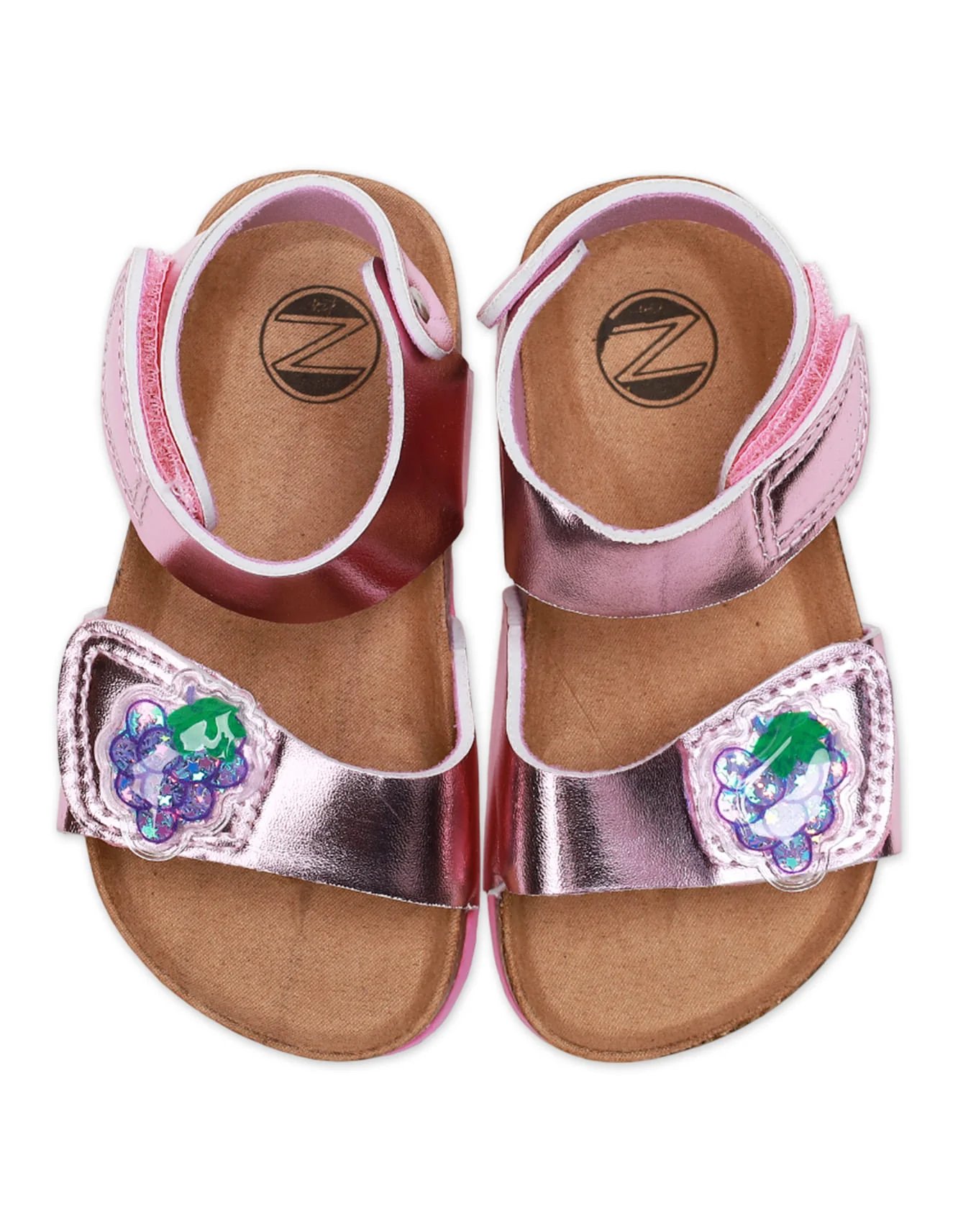 Girls' Grape Appliqué Adjustable Strap Sandals - Image 2
