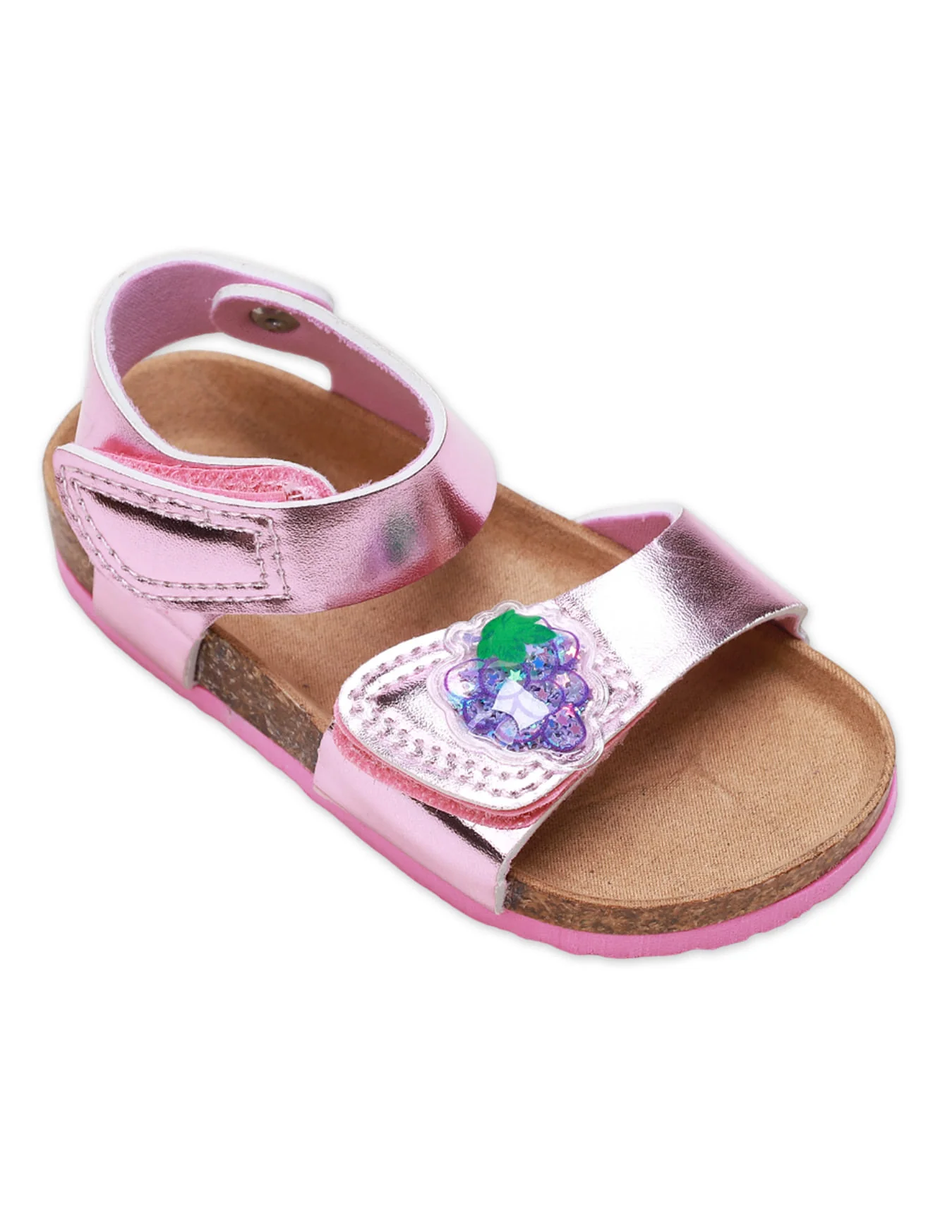 Girls' Grape Appliqué Adjustable Strap Sandals - Image 3