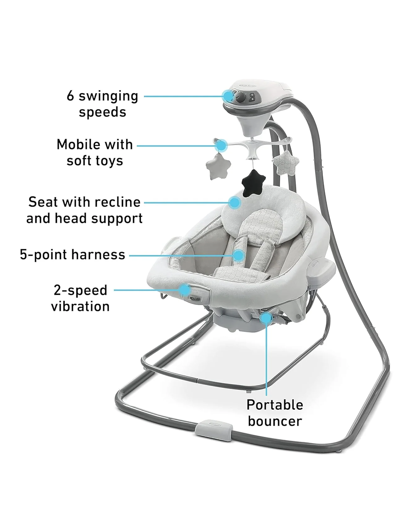Baby Swing and Bouncer Graco® DuetConnect™ LX Redmond 1W49RMD 2160534 at Zubaidas Official™ Pakistan - Image 3