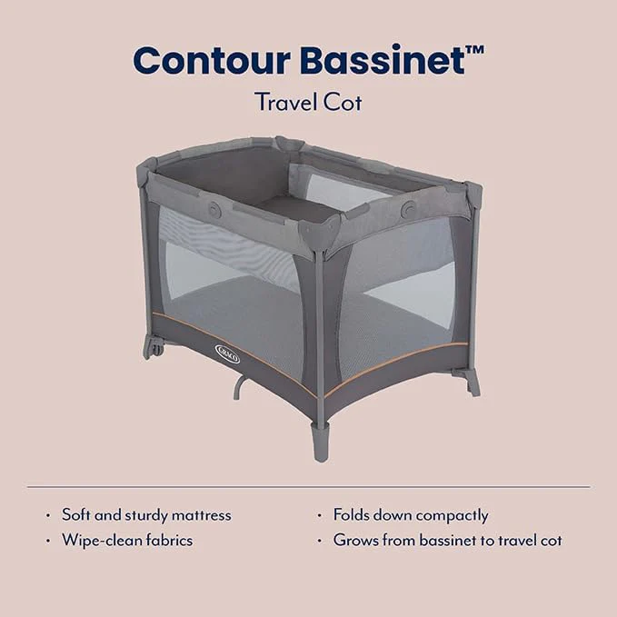 Graco® Contour® Travel Cot with Bassinet Pebble 9E989PBLEU at Zubaidas Official™ Pakistan - Image 2