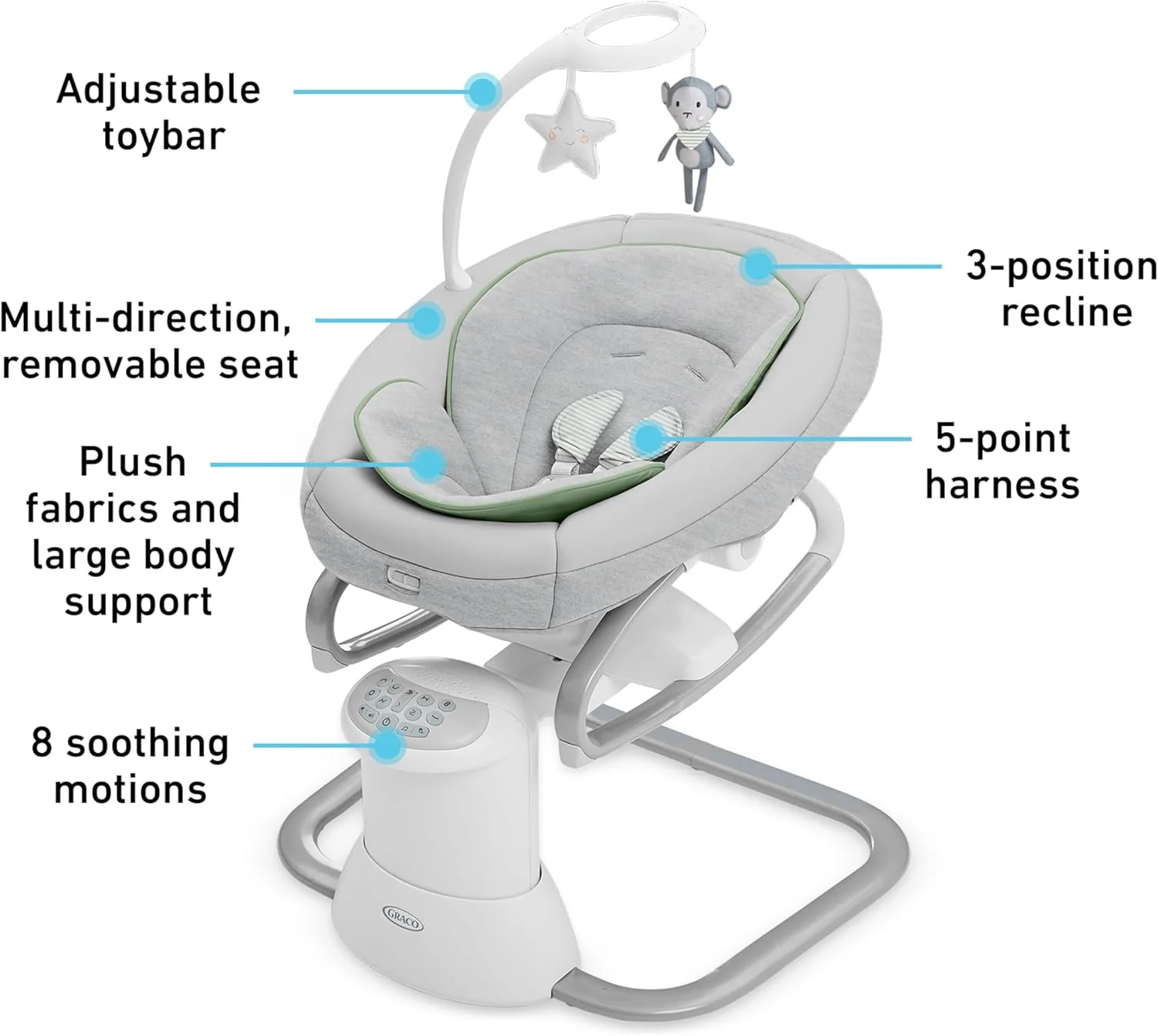 Graco® Soothe My Way™ Swing with Removable Rocker Madden G-1AP53MEN 2137842 at Zubaidas Official™ Pakistan - Image 6