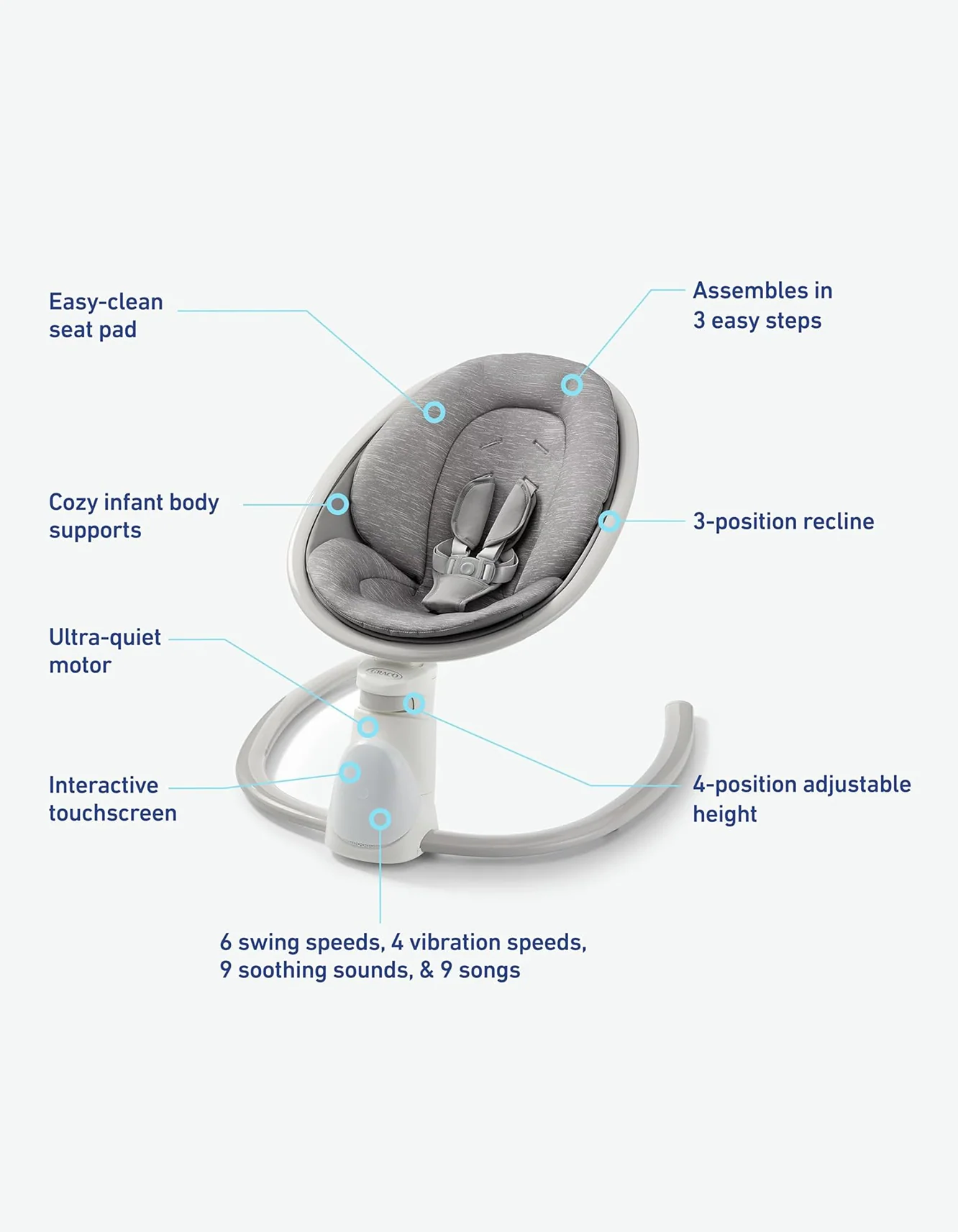 Graco® Soothe ’n Sway® Baby Swing with Bluetooth Lucca G-1AV00LCC 2203029 at Zubaidas Official™ Pakistan - Image 6