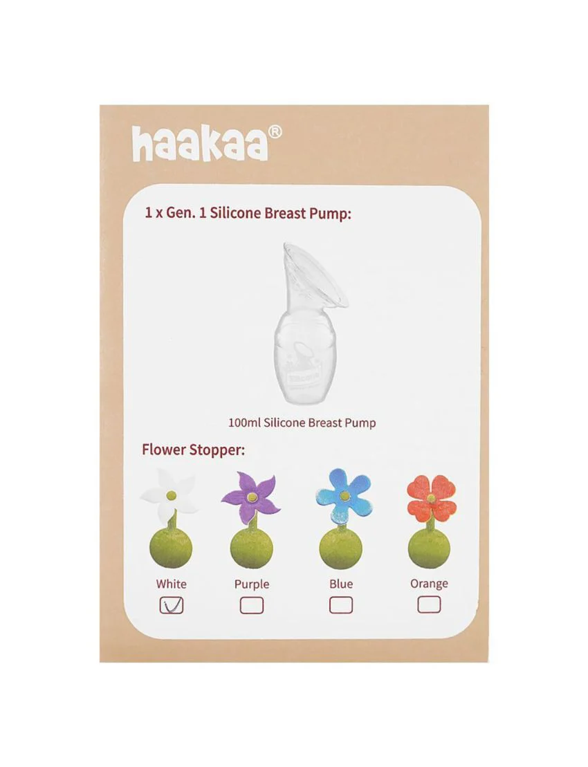 Haakaa Silicone Breast Pump with Flower Stopper 100 ML Gift Box 254 Grams GBHK020-W at Zubaidas Official™ Pakistan - Image 4
