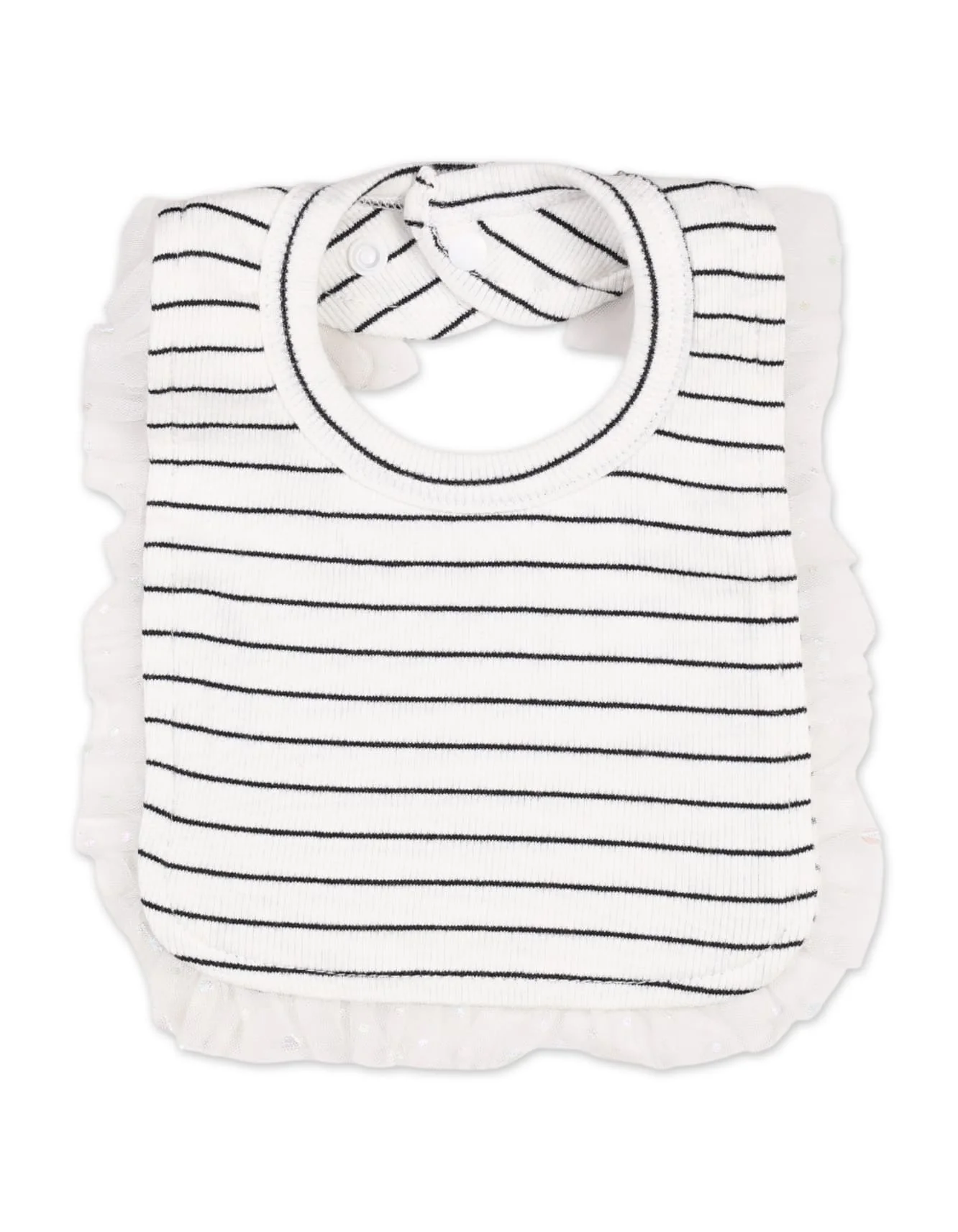 Infants Baby Girls Winter Tulle Romper with Bib Bambies Striped White at Zubaidas - Image 3
