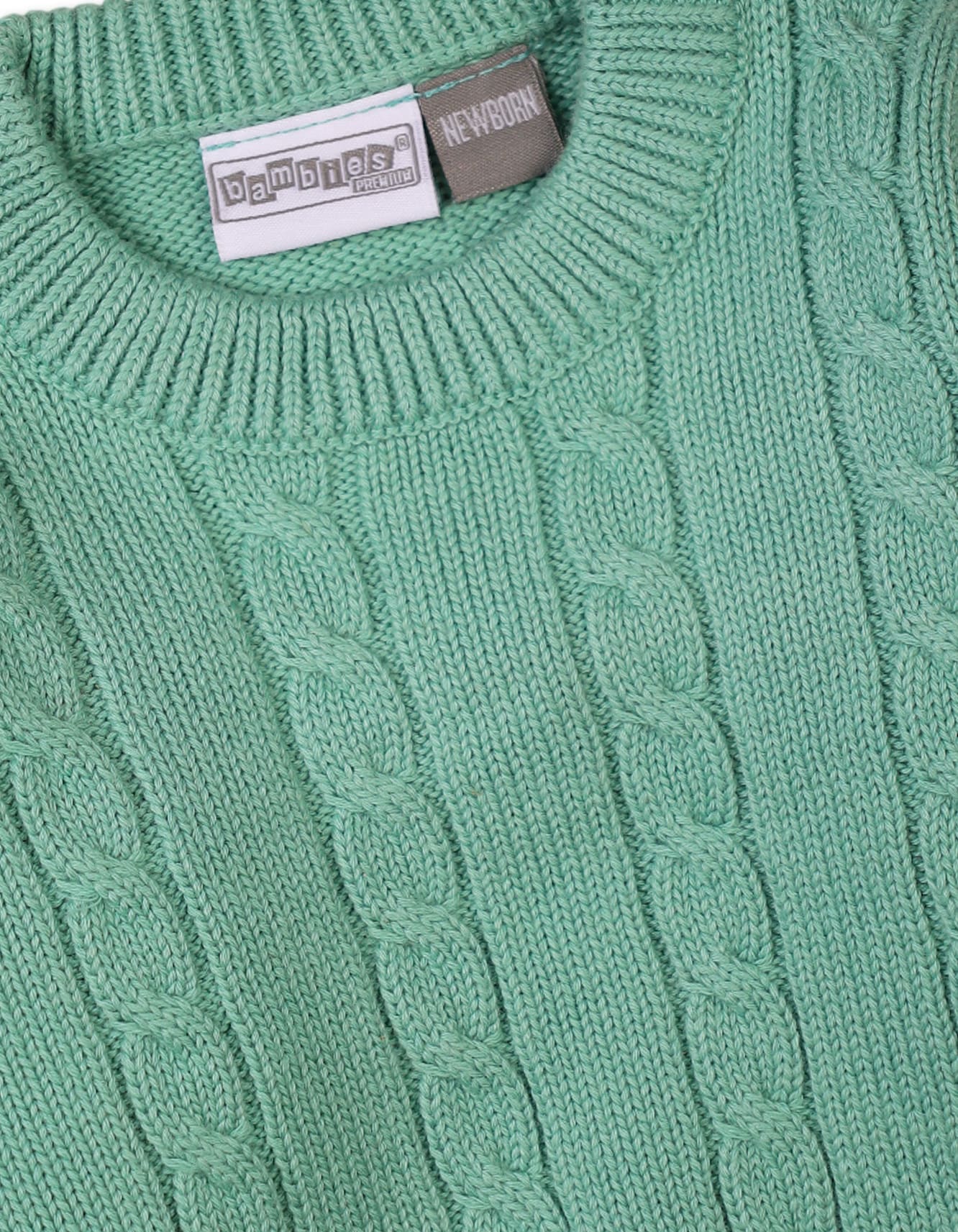 Infants Baby Girls Winter Woolen Tops Bambies Cable Knit Mint Green at Zubaidas - Image 2
